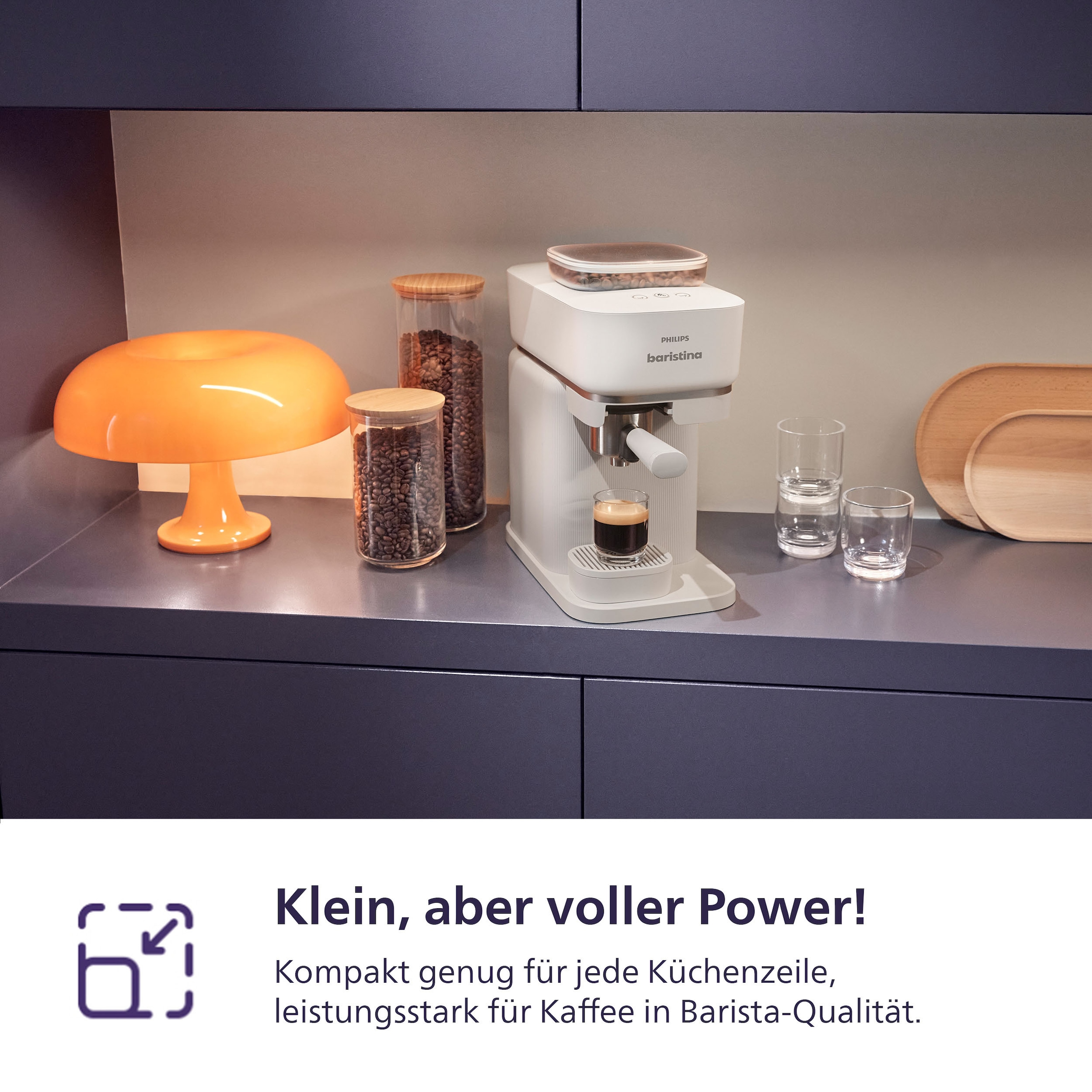PHILIPS baristina Espressomaschine »BAR305/00 mit Mahlwerk für ganze Bohnen« 16 bar Pumpendruck, Naturweiß​