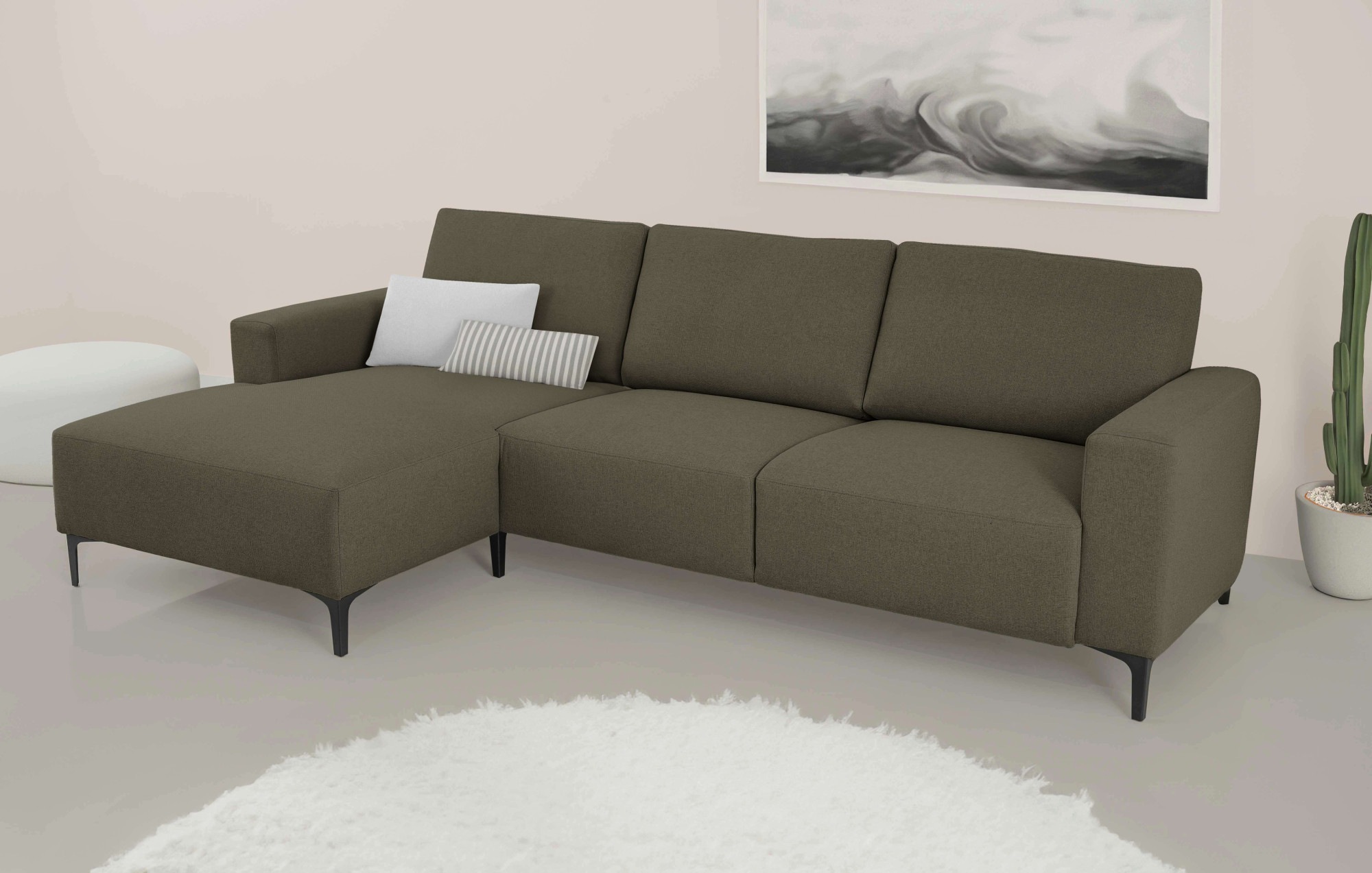 Home affaire Ecksofa »Tournon, L-Form, Breite 262 cm, Webstoff, Chenille«, Designsofa im nordischen Stil, Wellenunterfederung, Metallfüße