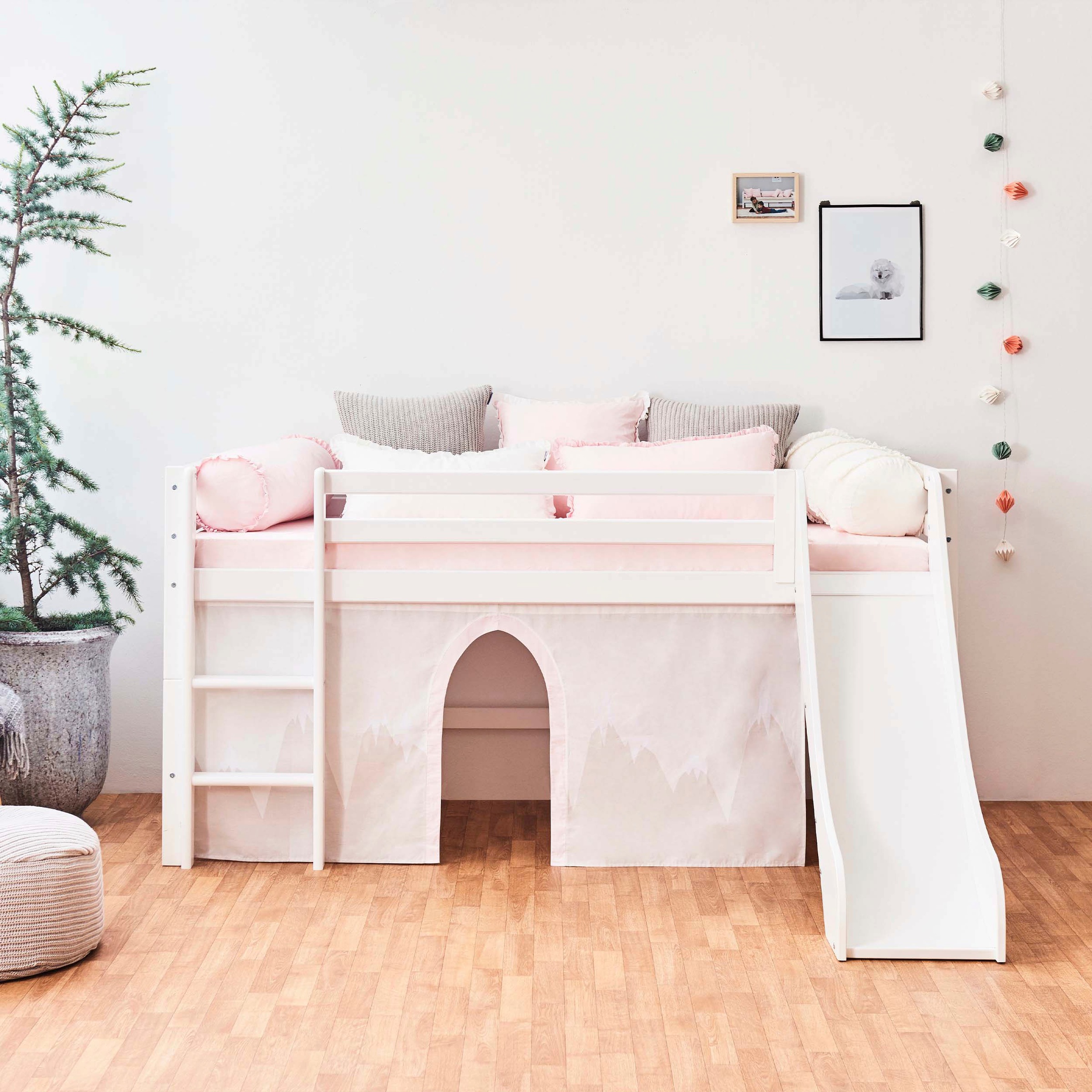 Hoppekids Hochbett »«Winter Wonderland»« Set, 4 Stk. tlg. 90x200 mit Rutsch günstig online kaufen