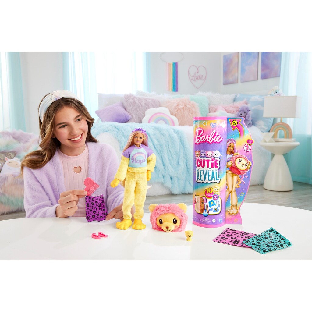 Barbie Anziehpuppe »Cutie Reveal, Kuschelweich Serie - Löwe«