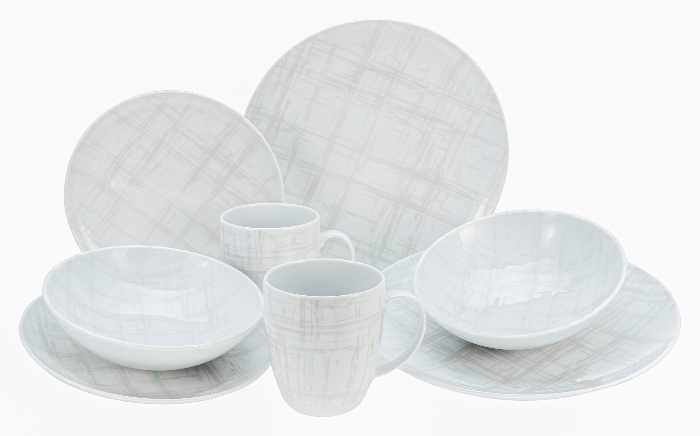 CreaTable Kombiservice »Geschirr-Set Home - Shabby Chic«, (Set, 16 tlg., Kaffeeservice und Tafelservice im Set, für 4 Personen), Service, weiß, Used-und Vintage-Look, zeitlos, 16 Teile für 4 Personen