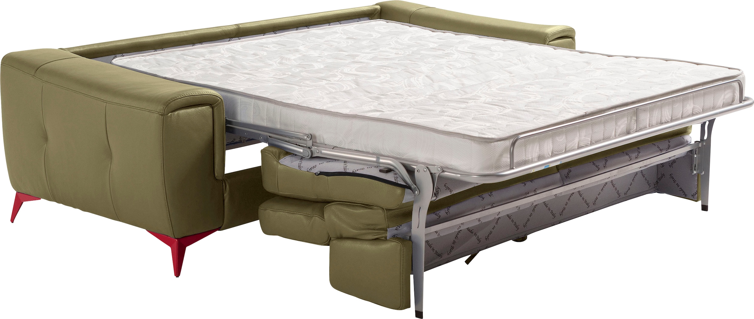 Egoitaliano Schlafsofa »Francine, Designsofa, Loungesofa mit Dauerschlaffunktion, Bettfunktion«, hochwertiger Metallbettrahmen & Matratze, Kopfteil manuell verstellbar