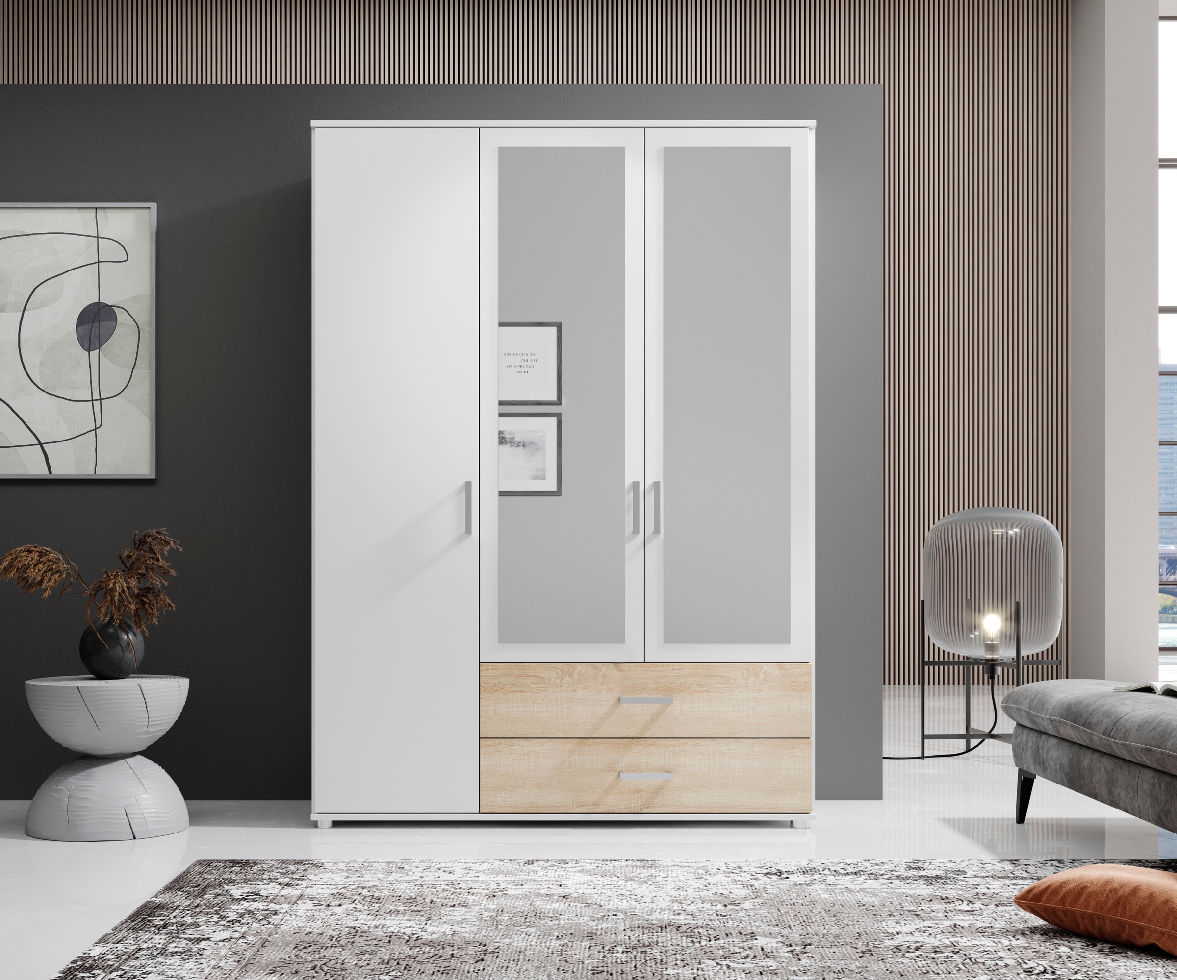 Schlafkontor Drehtürenschrank "Ivar Kleiderschrank mit Spiegel" inklusive 2 günstig online kaufen