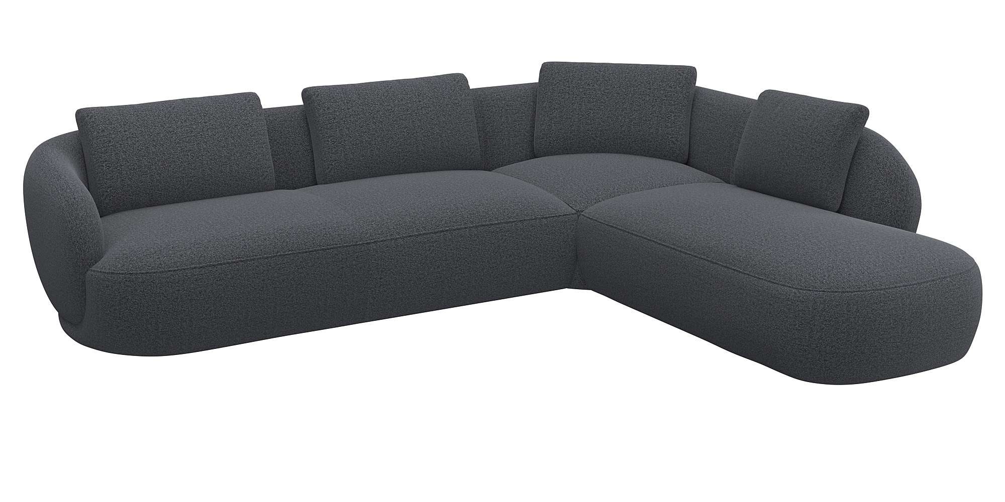 FLEXLUX Ecksofa »Torino, rund, L-Form, Sofa-Ecke mit Ottomane«, Modernes, o günstig online kaufen