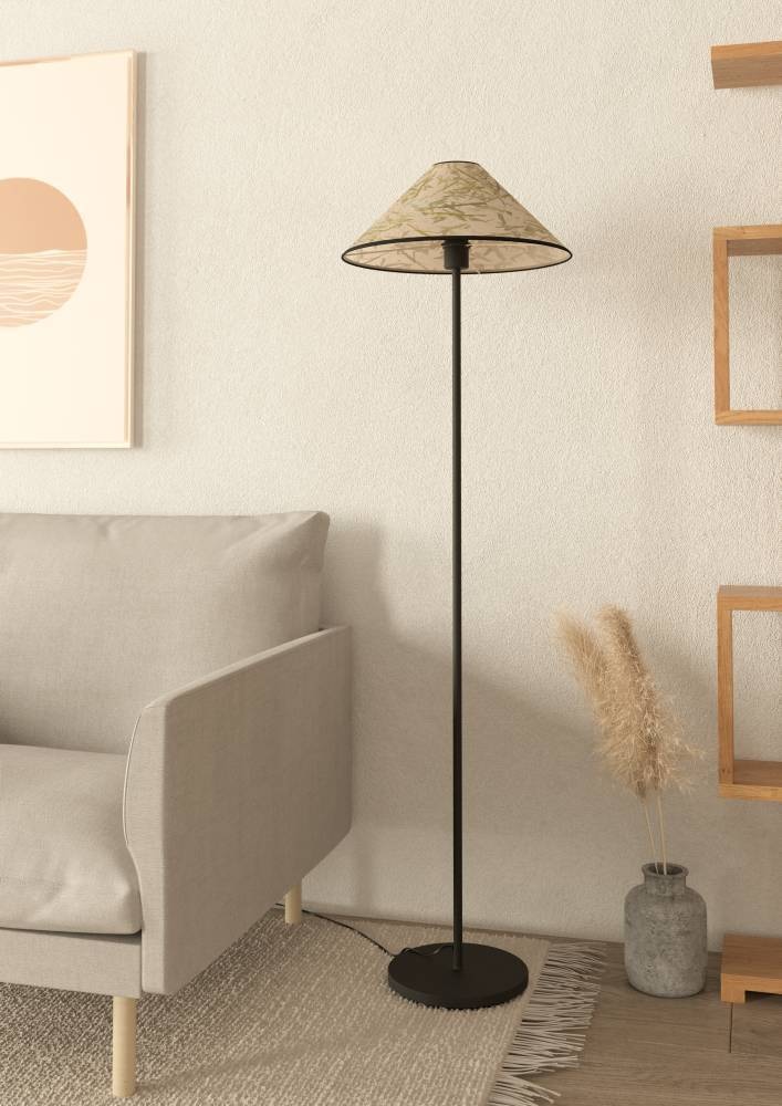 EGLO Stehlampe »OXPARK«, 1 flammig, Leuchtmittel E27 | ohne Leuchtmittel, Standleuchte, Stehleuchte, Textil mit Bambus-Blättern, Wohnzimmer