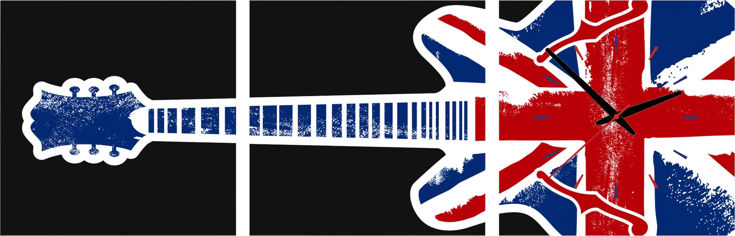 Conni Oberkircher´s Bild »English Guitar - E-Gitarre«, Gitarre, (Set, (Set  3), mit dekorativer Uhr, England, Musik, Rock auf Rechnung bestellen