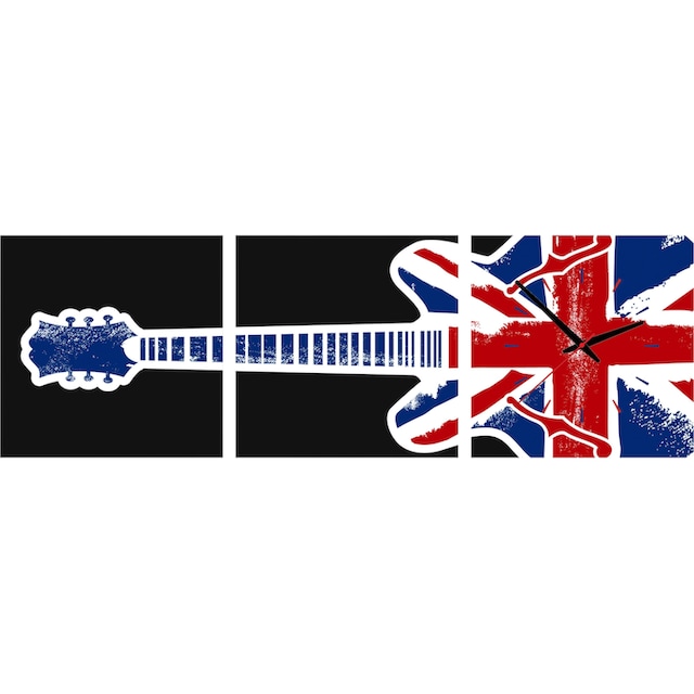 Conni Oberkircher´s Bild »English Guitar - E-Gitarre«, Gitarre, (Set, (Set  3), mit dekorativer Uhr, England, Musik, Rock auf Rechnung bestellen