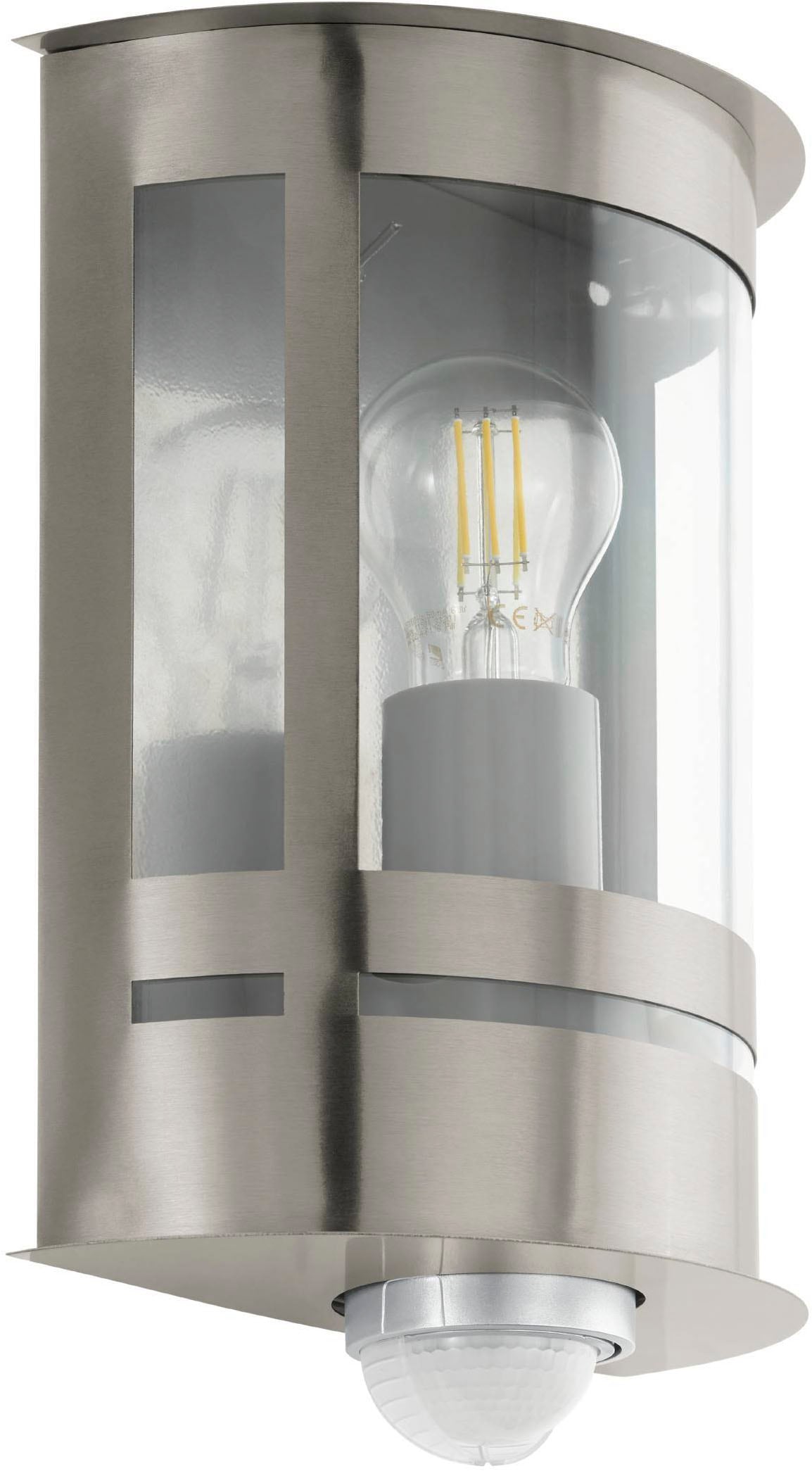 EGLO Wandleuchte »Tribano Außen-Wandlampe, Außenleuchte, silber, Wandleuchte, E27, IP44« E27 1 Stk. Wand-/Deckenleuchte - L20 x H26 x AL10 cm - edelstahl - 1X60W exkl.