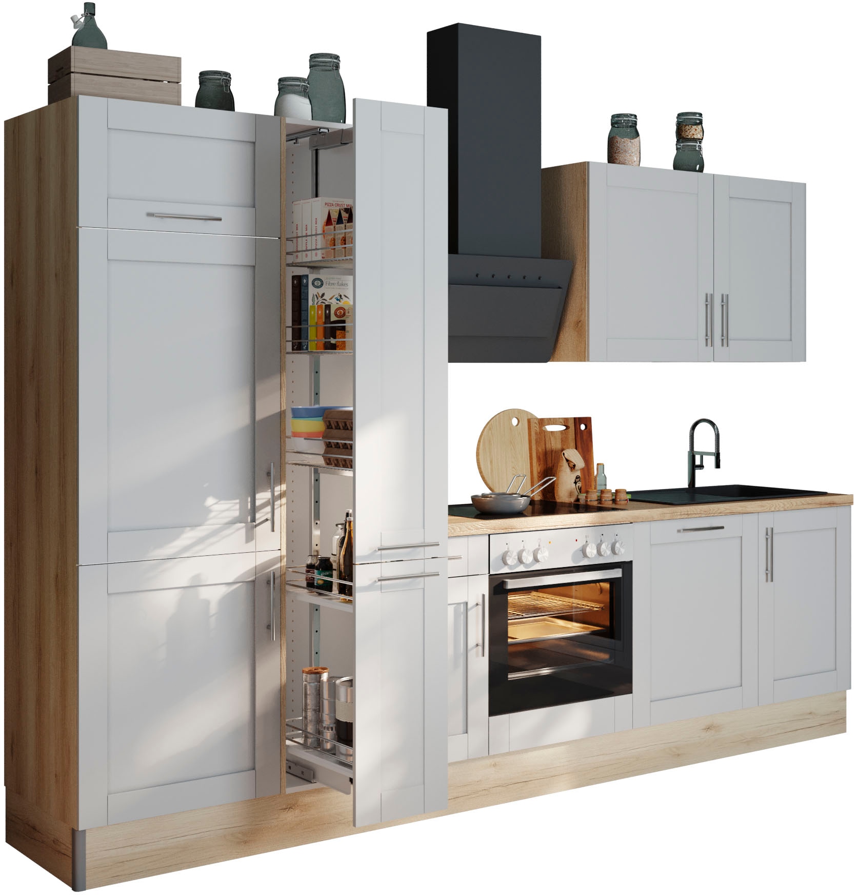 KOCHSTATION Küche »KS-Ahus«, Breite 310 cm,wahlweise mit E-Geräten,MDF Fron günstig online kaufen