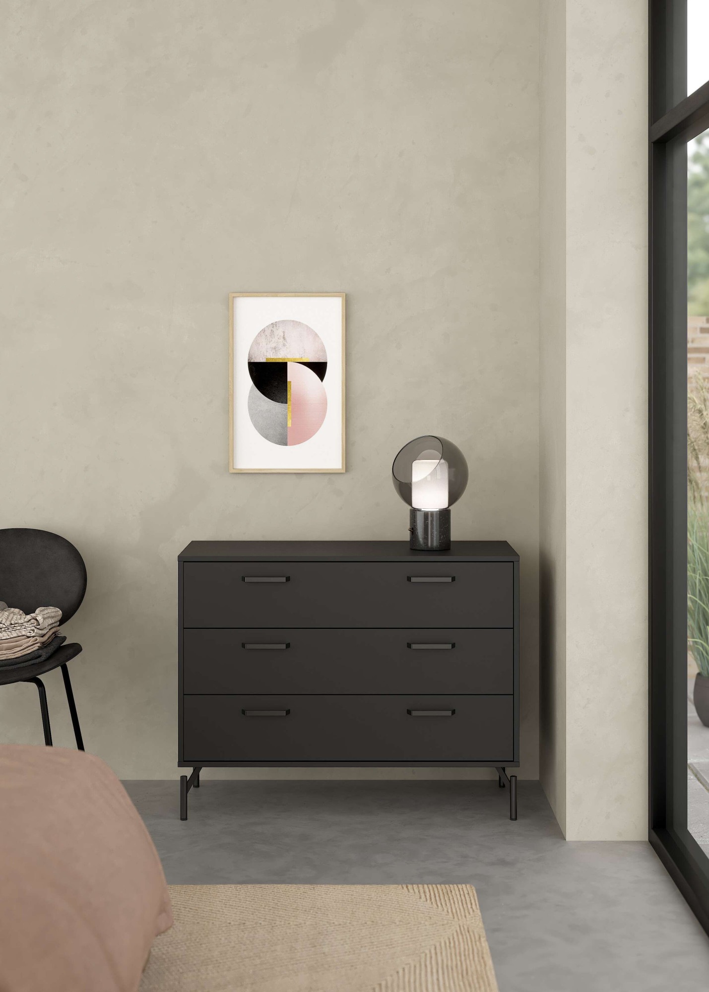 INOSIGN Kommode »Dana, Aufbewahrung, Schubladenschrank, Stauraum«, Sideboard mit 3 Schubladen, Metallbeine, Breite 99 cm