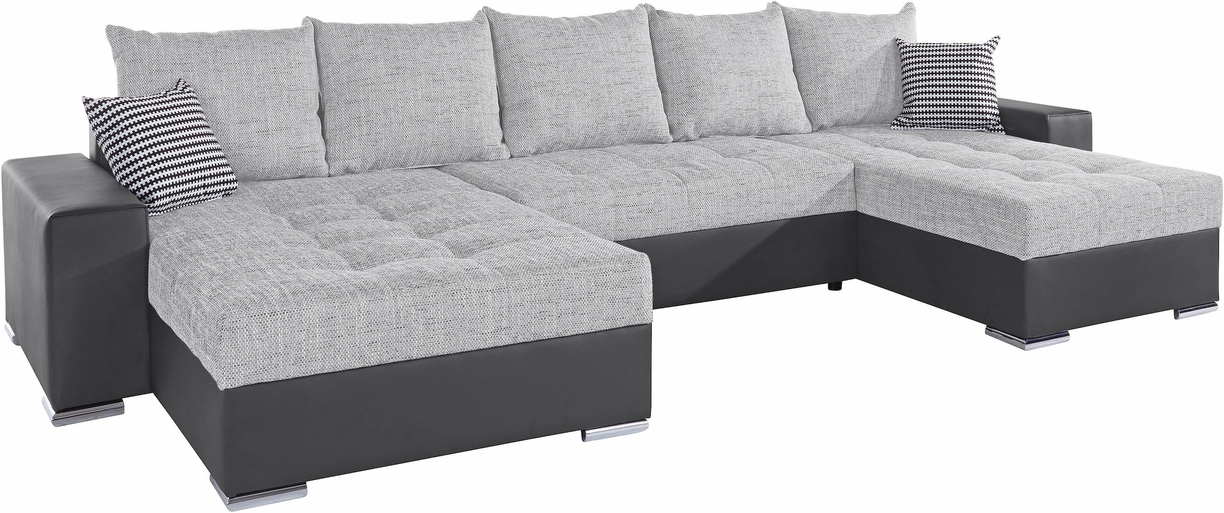 COLLECTION AB Wohnlandschaft »XXL-Josy U-Form, Breite 333 cm, mit 2 Recamieren 77 & 97 cm«, inkl. Bettfunktion, Bettkasten, mit 5 gleich großen Rückenkissen