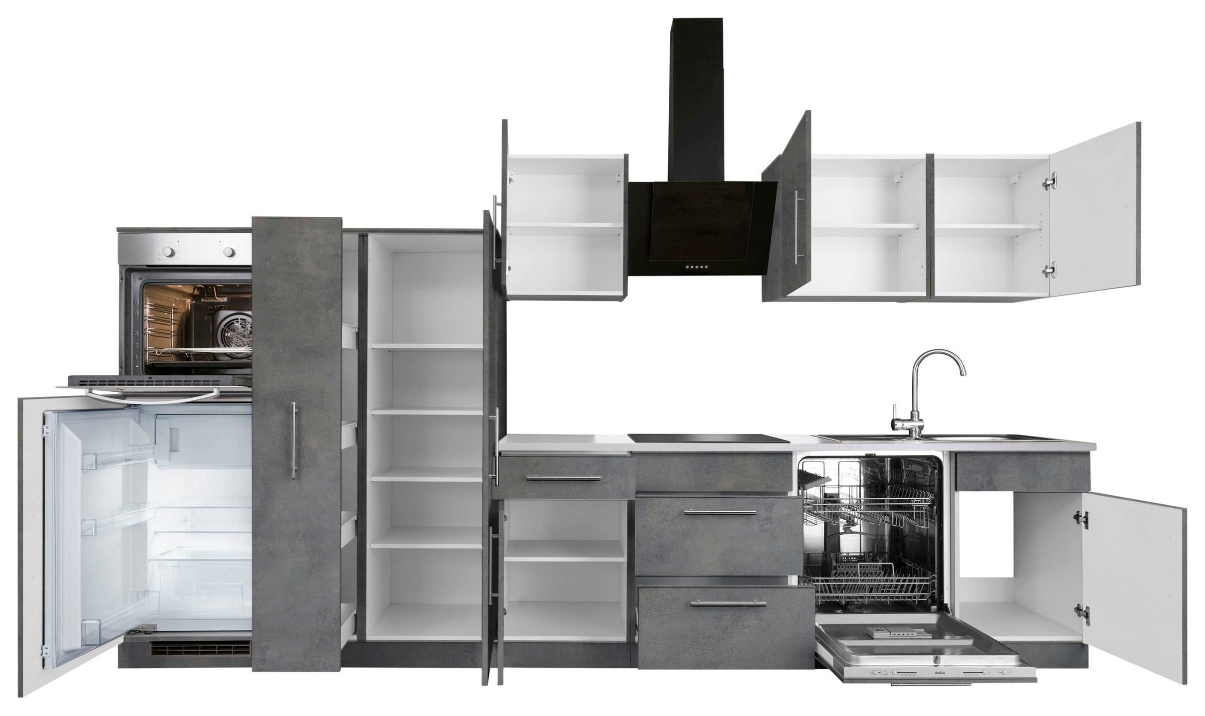 wiho Küchen Küchenzeile »Cali«, mit E-Geräten, Breite 360 cm