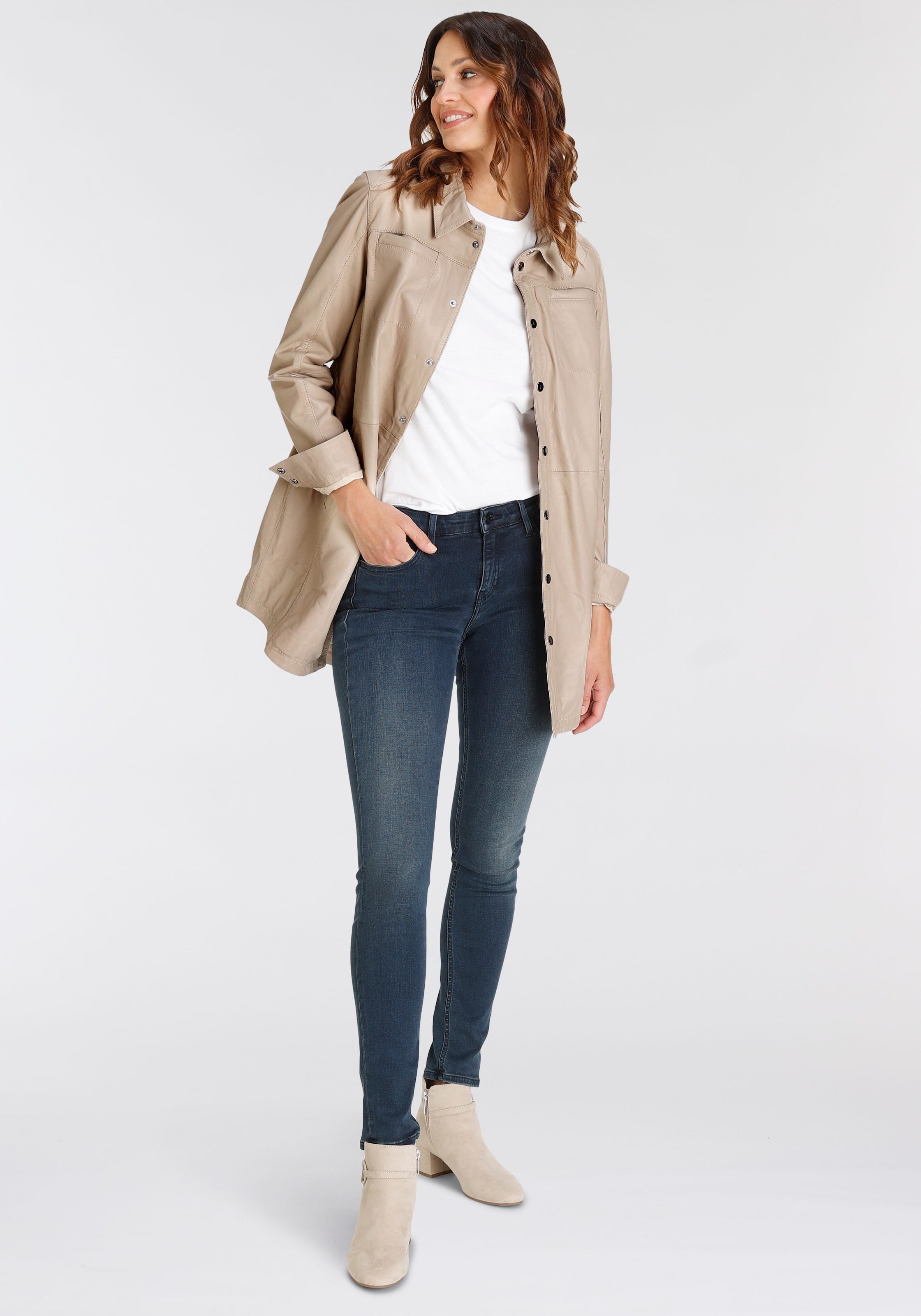 Mauritius Lederjacke »GWMilaja«, mit Druckern, Brusttaschen, abgerundeter Saum