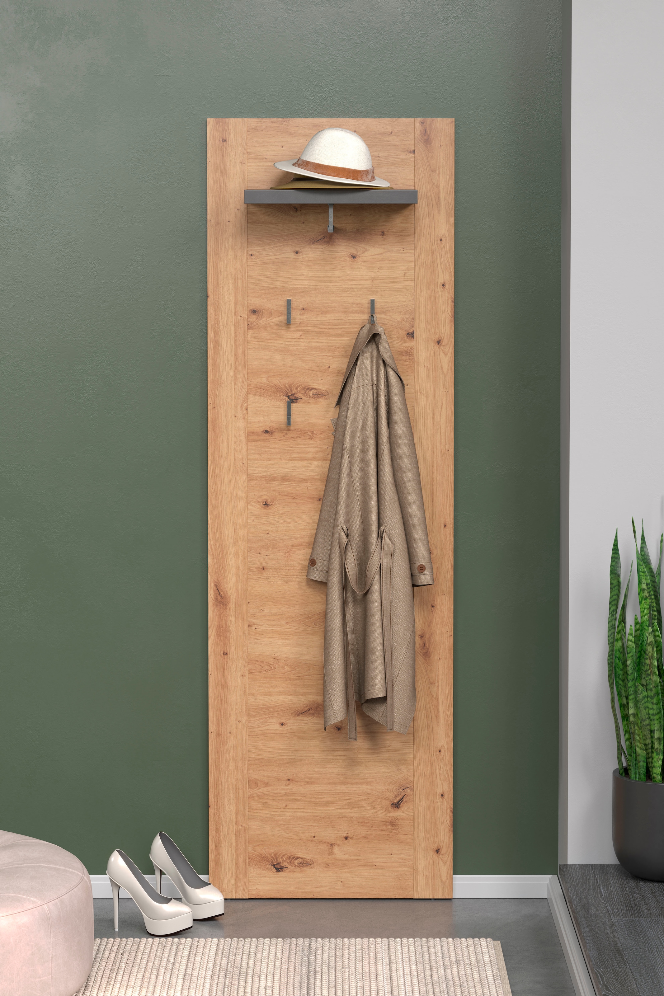 Home affaire Garderobenpaneel »Ambres« Garderobenpaneel mit Ablage & Haken - (B/T/H) 62/26/199 cm