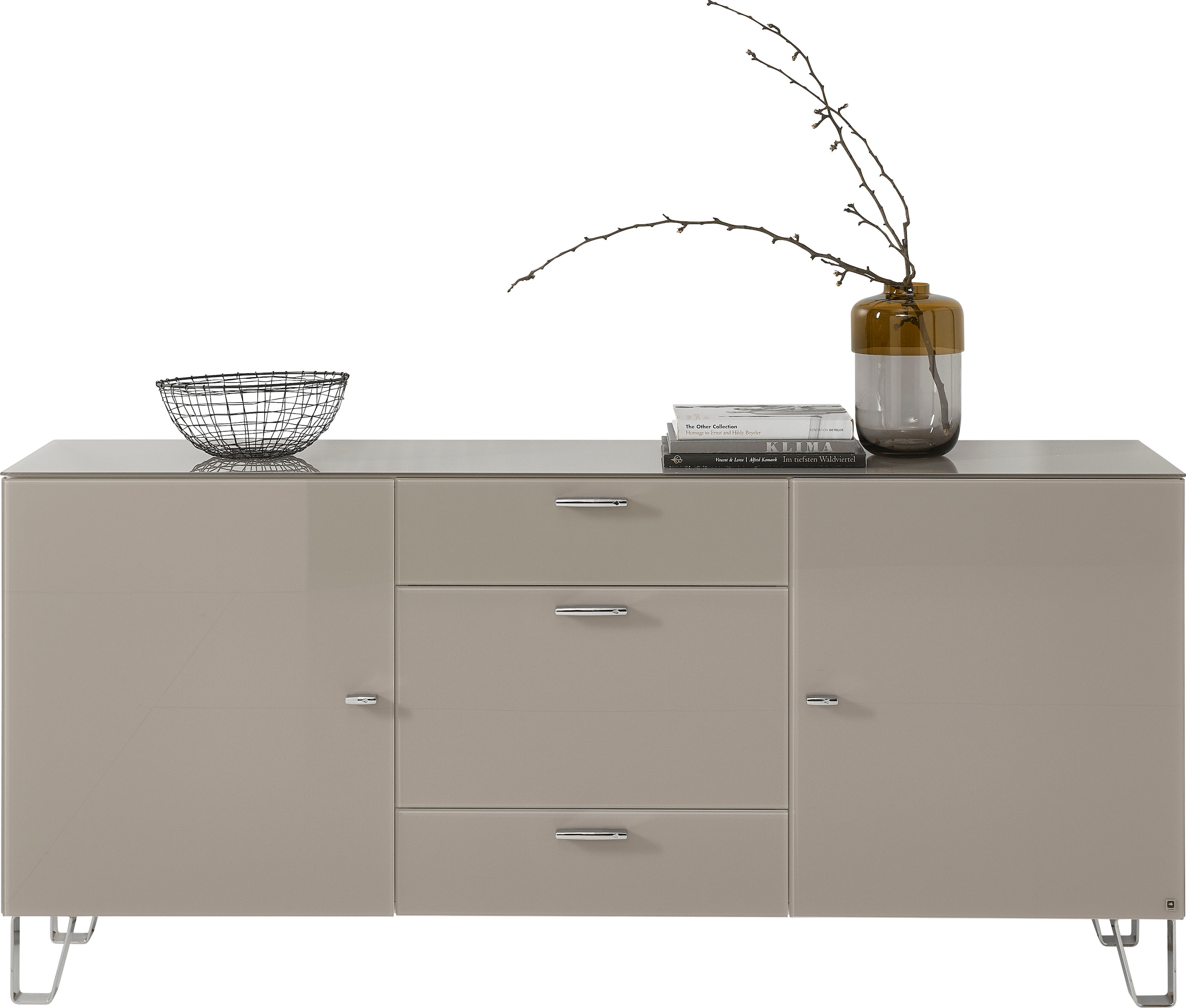 LEONARDO Sideboard »Cube«, mit Sicherheitsglas und edlem MDF Holz, Breite 189 cm