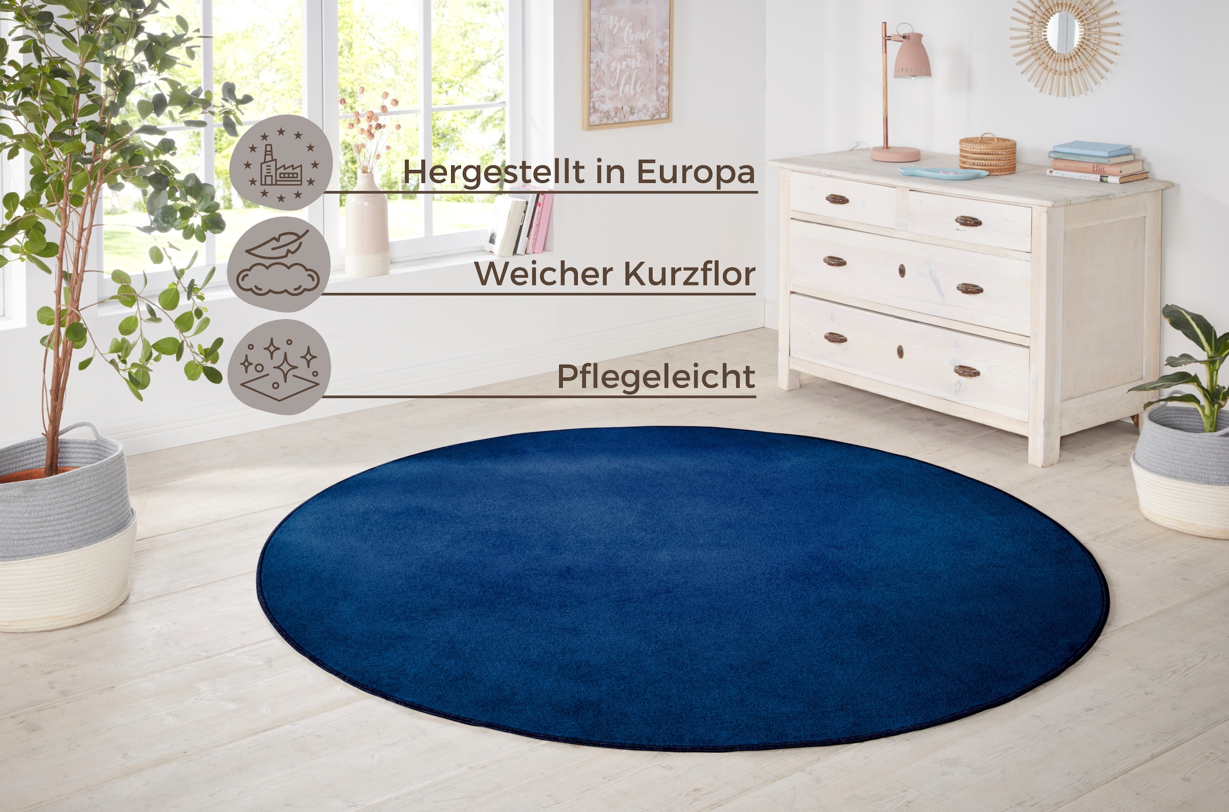 HANSE Home Teppich »Shashi«, rund, 8,5 mm Höhe, Kurzflor, Unifarben, Teppic günstig online kaufen