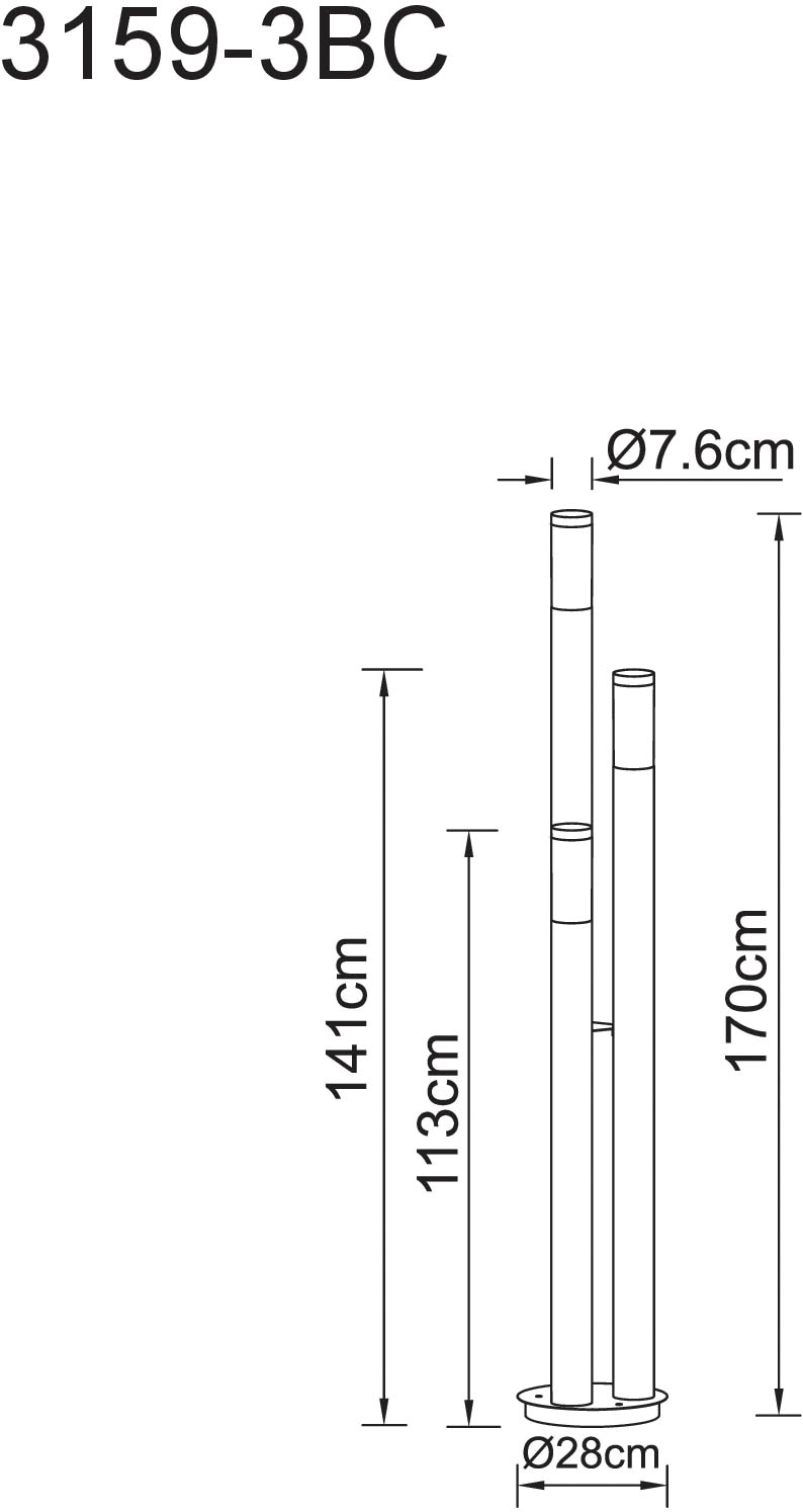 GLOBO LIGHTING Außen-Stehlampe »BOSTON« E27 1 Stk. Außenleuchte Edelstahl/Kupfer, 3 Zylinder, IP44, E27
