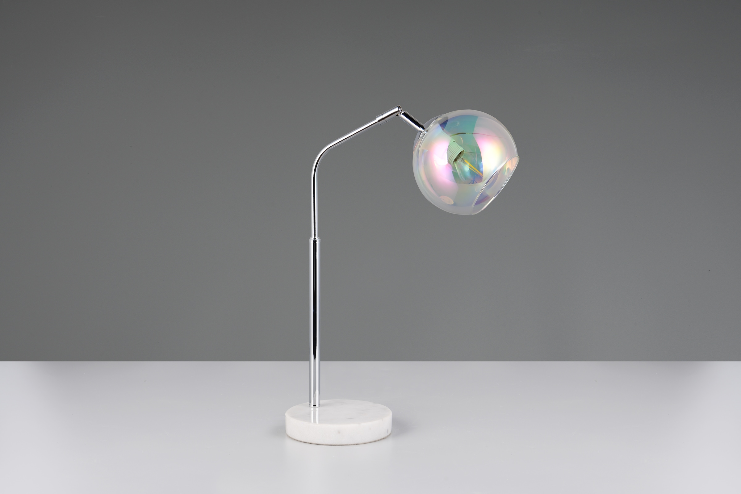 TRIO Leuchten Schreibtischlampe »PAXTON, exkl. 1x E14 max 10W, Leseleuchte Nachttischlampe«, 1 flammig, Leuchtmittel E14 | Leuchtmittel wechselbar, mit Glas Lampenschirm, Schnurschalter, Höhe 45 cm, Tiefe 28 cm