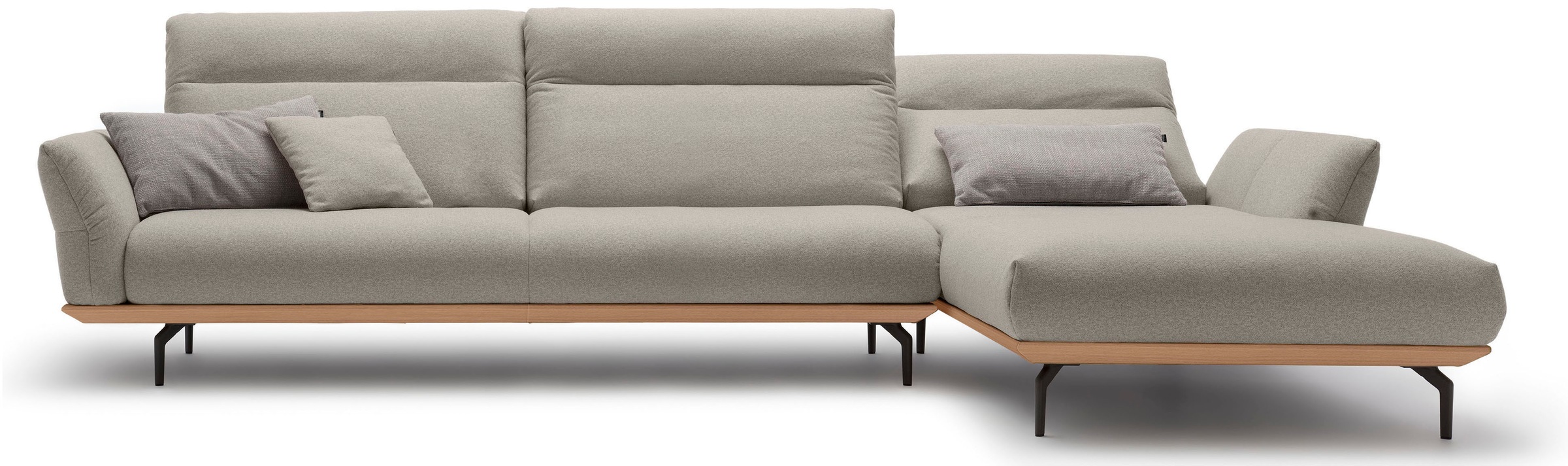 Creation BY ROLF BENZ Ecksofa »CR.460«, Sockel in Eiche, Winkelfüße in Umbragrau, Breite 338 cm