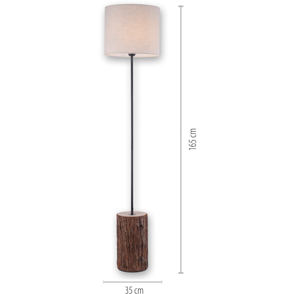 Home affaire Stehlampe »Montgardin«, 1 flammig-flammig, Rustikale Stehleuchte mit Stoff Schirm, Fassung E27 max. Leistung 60 W