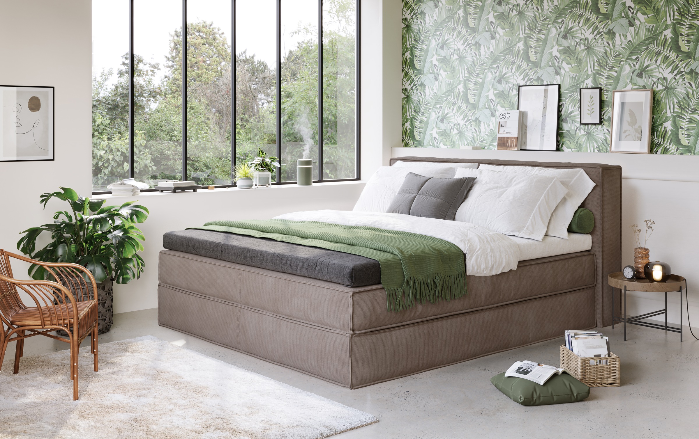 Home affaire Boxspringbett »Sacy«, Boxbett inkl. Topper, 2 Matratzen, Härtegrade H2, H3 und H4 wählbar