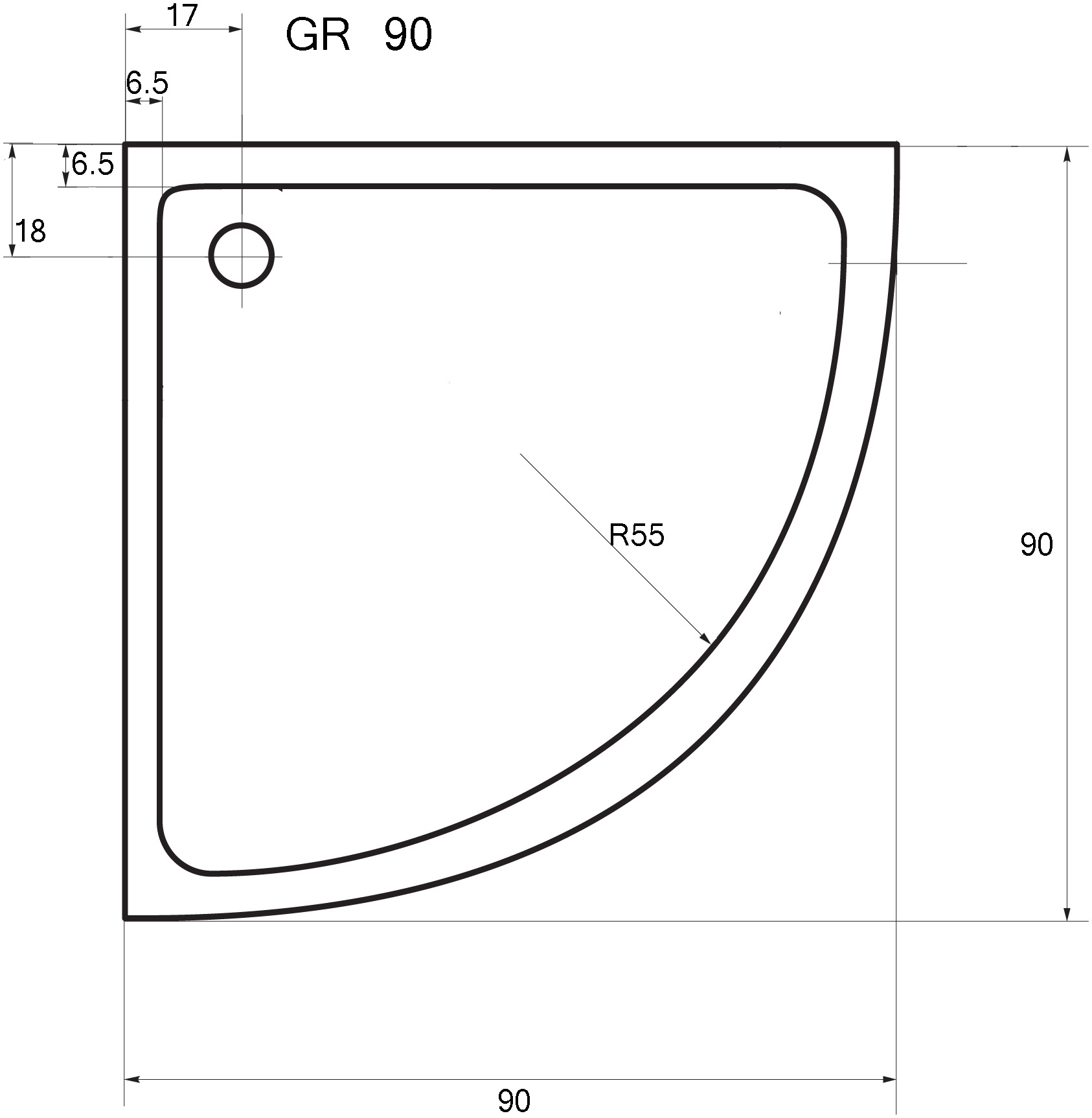Sanotechnik Rundduschwanne »Zeus« LxBxH: 90x90x5,5cm