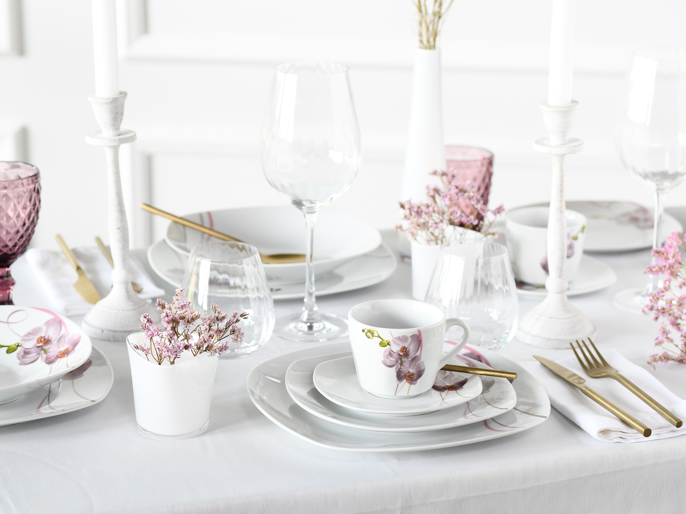 CreaTable Kombiservice »Square Orchidee, Kombi-Service 30-tlg«, (Set, 30 tlg.), Fotorealistische Darstellung