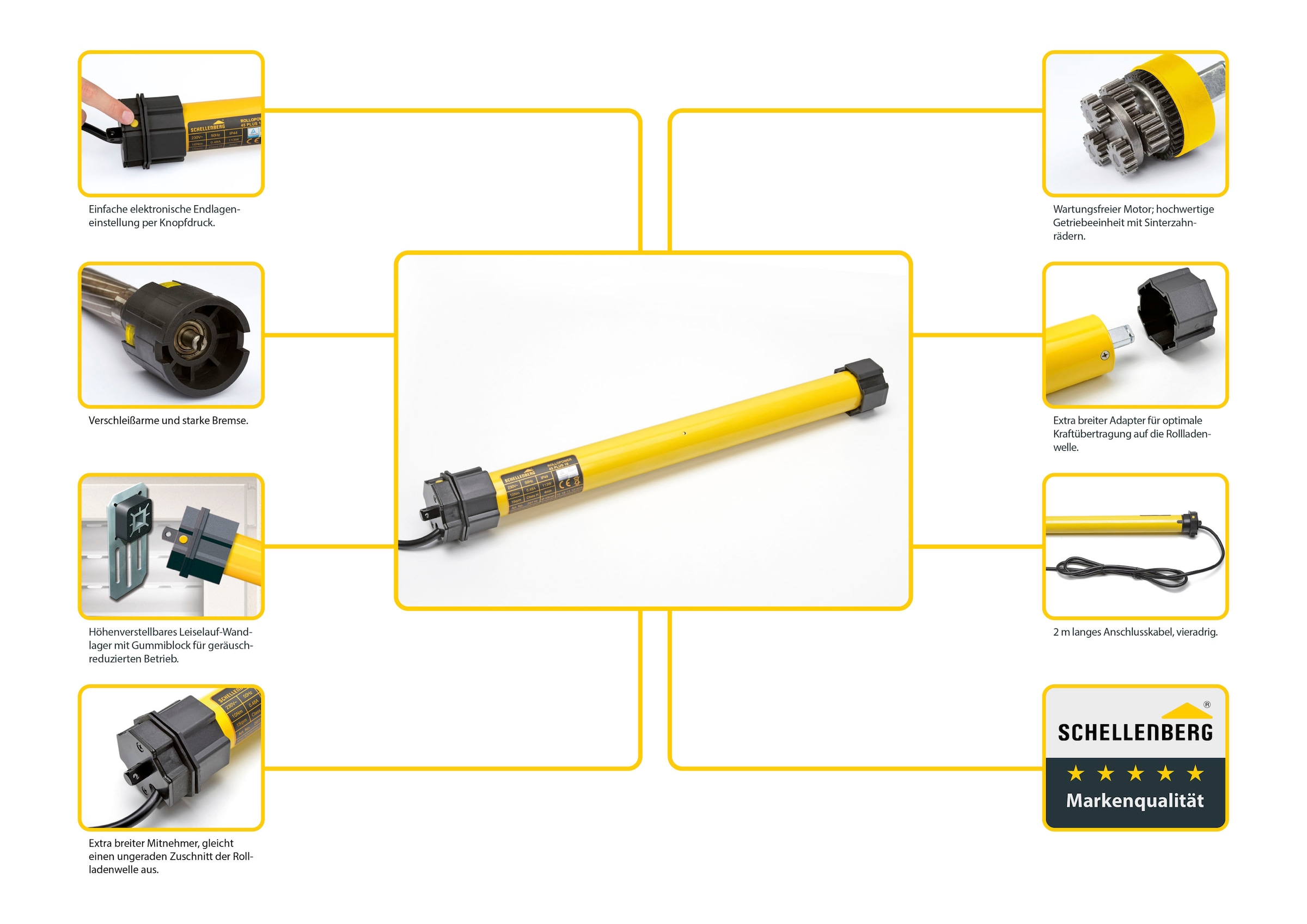 SCHELLENBERG Rollladenmotor »Plus, Rohrmotor mit elektronischer Endlageneinstellung«, geeignet für 60 mm Rollladenwelle, Maxi, 10 Nm, Zugkraft 20 kg