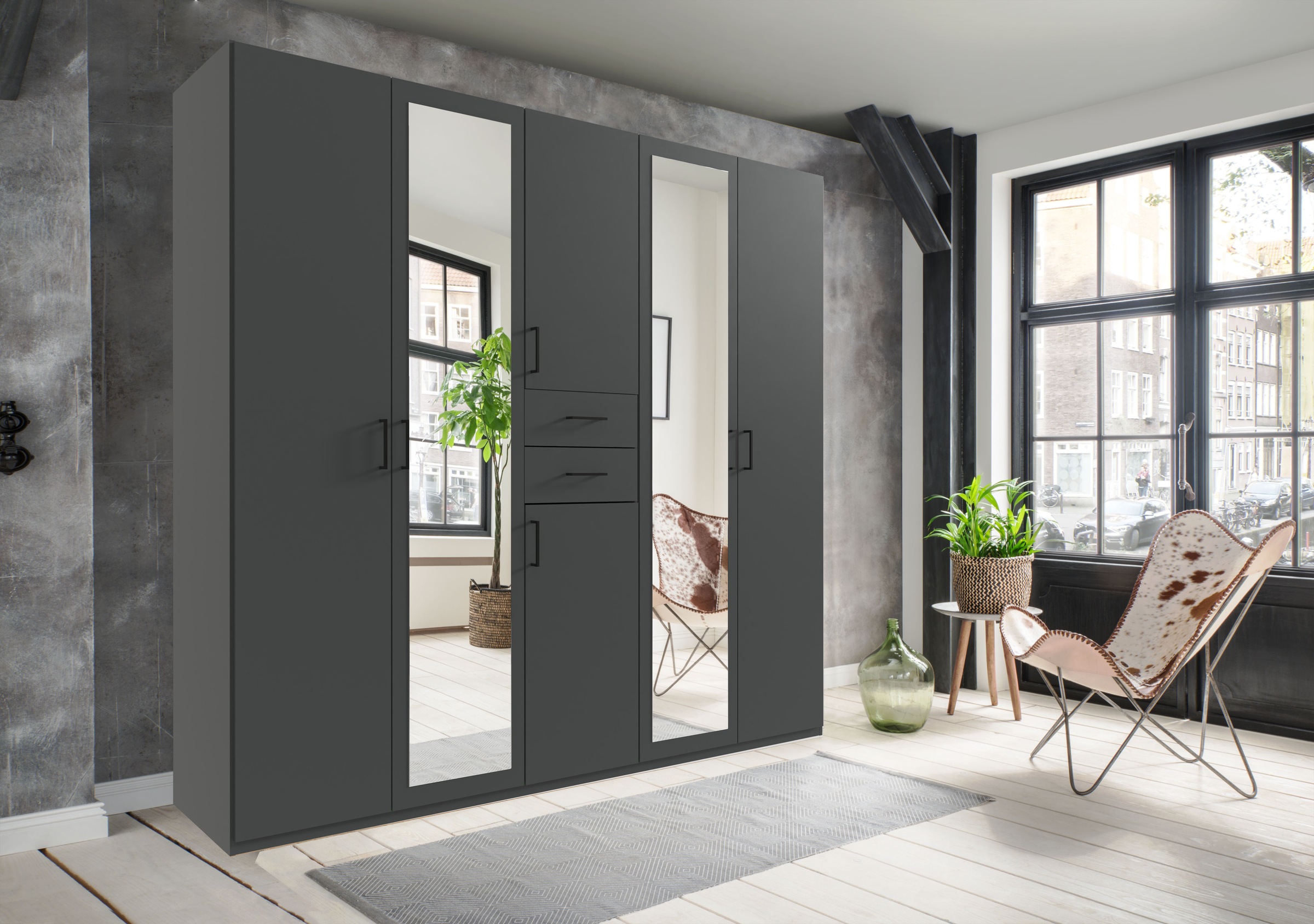 Wimex Kleiderschrank »Diver Drehtürenschrank mit Spiegel, 180, 225 o. 270cm günstig online kaufen