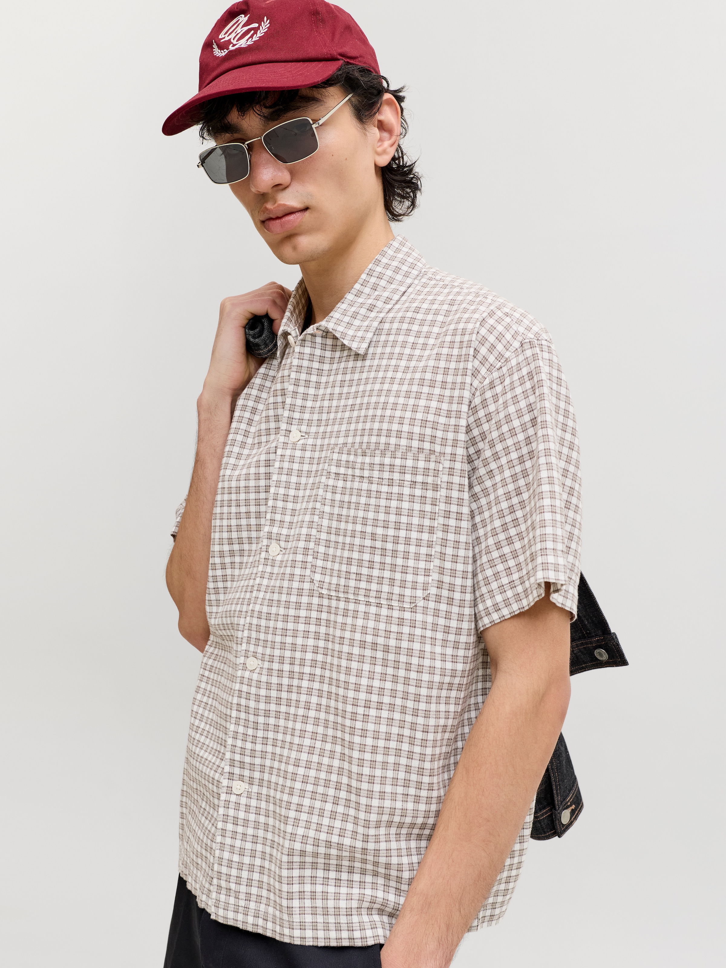 Jack & Jones Kurzarmhemd »JORRIVIERA LINEN BLEND SHIRT SS LN« Baumwollmischung, regular fit