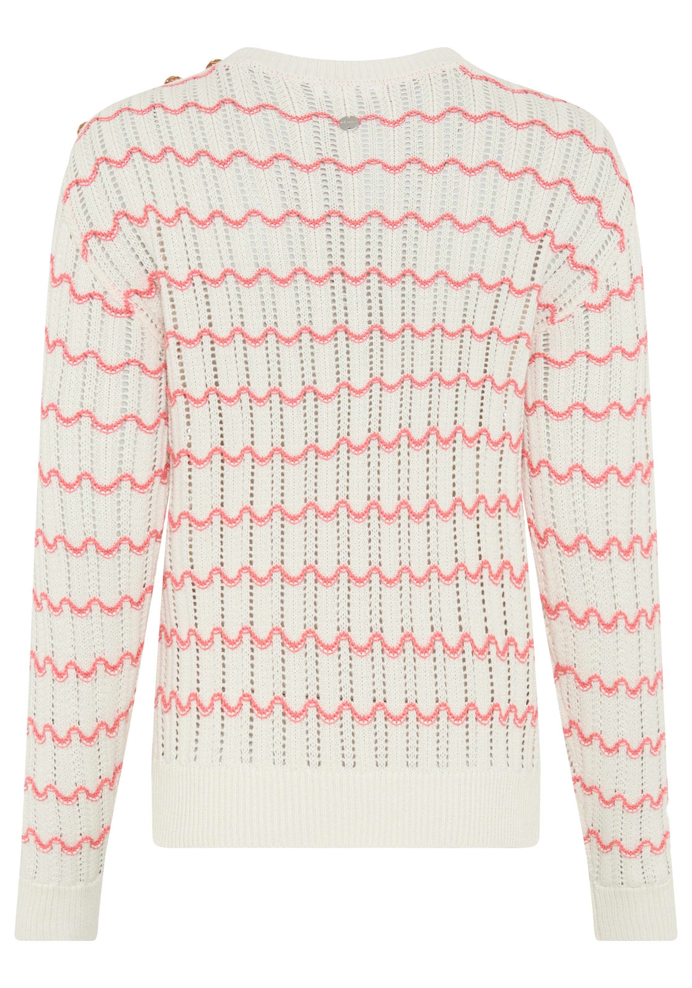 Tamaris Rundhalspullover »mit welligem Streifenmuster« mit offener Struktur für sommerliche Looks