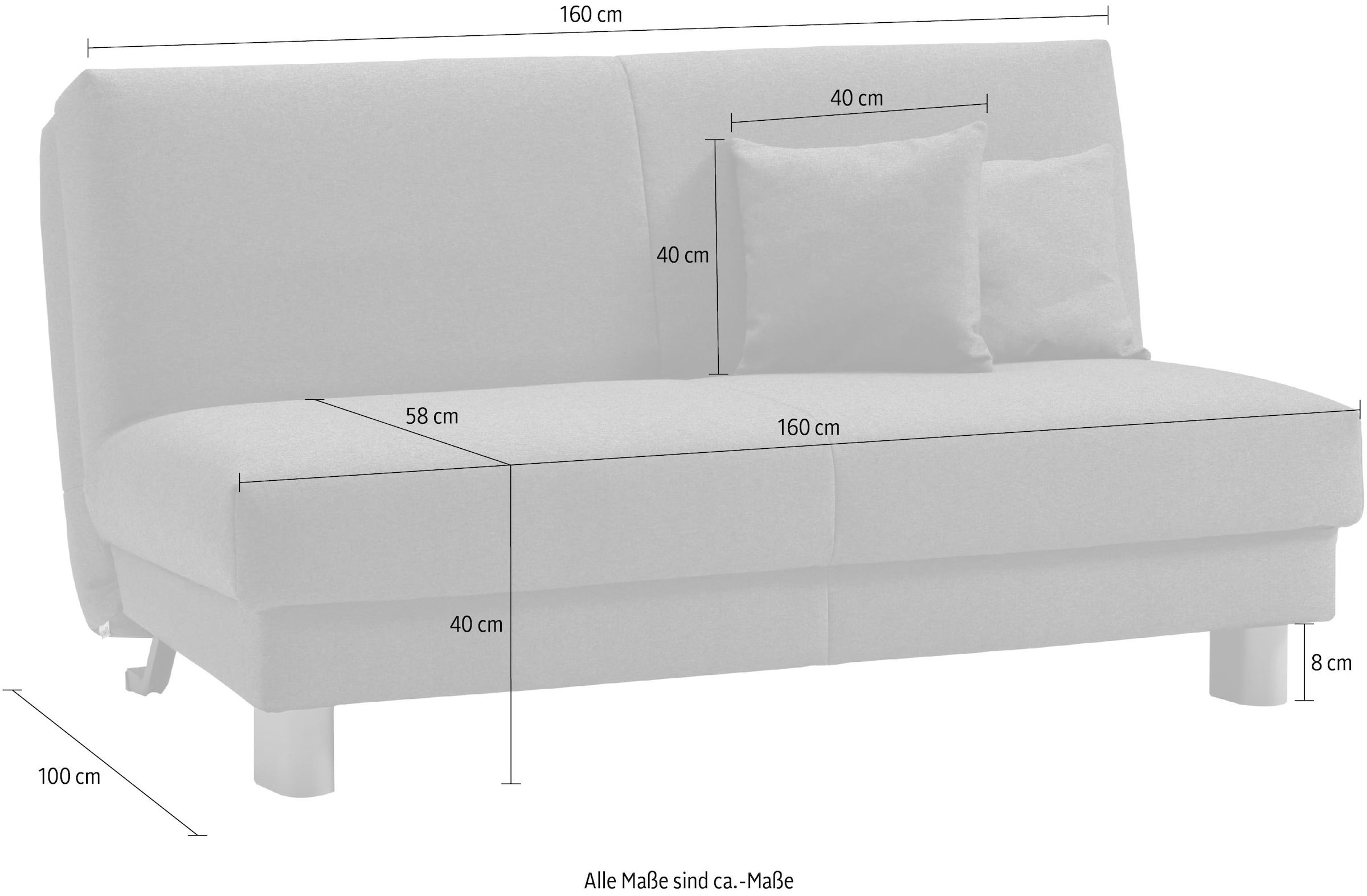 ell + ell Schlafsofa »Enny« Liegefläche Breite 155 cm, Liegehöhe 45 cm, Füße schwarz, Rückenlehne