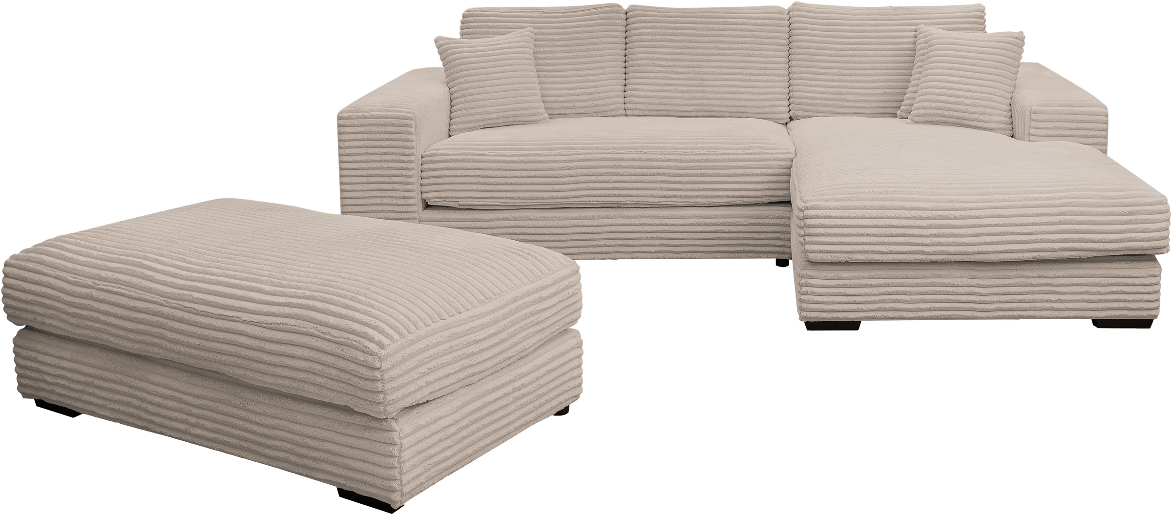 WERK2 Polstergarnitur »Eden L-Form + Hocker. Mega Couch Breite 286cm, Cord« günstig online kaufen