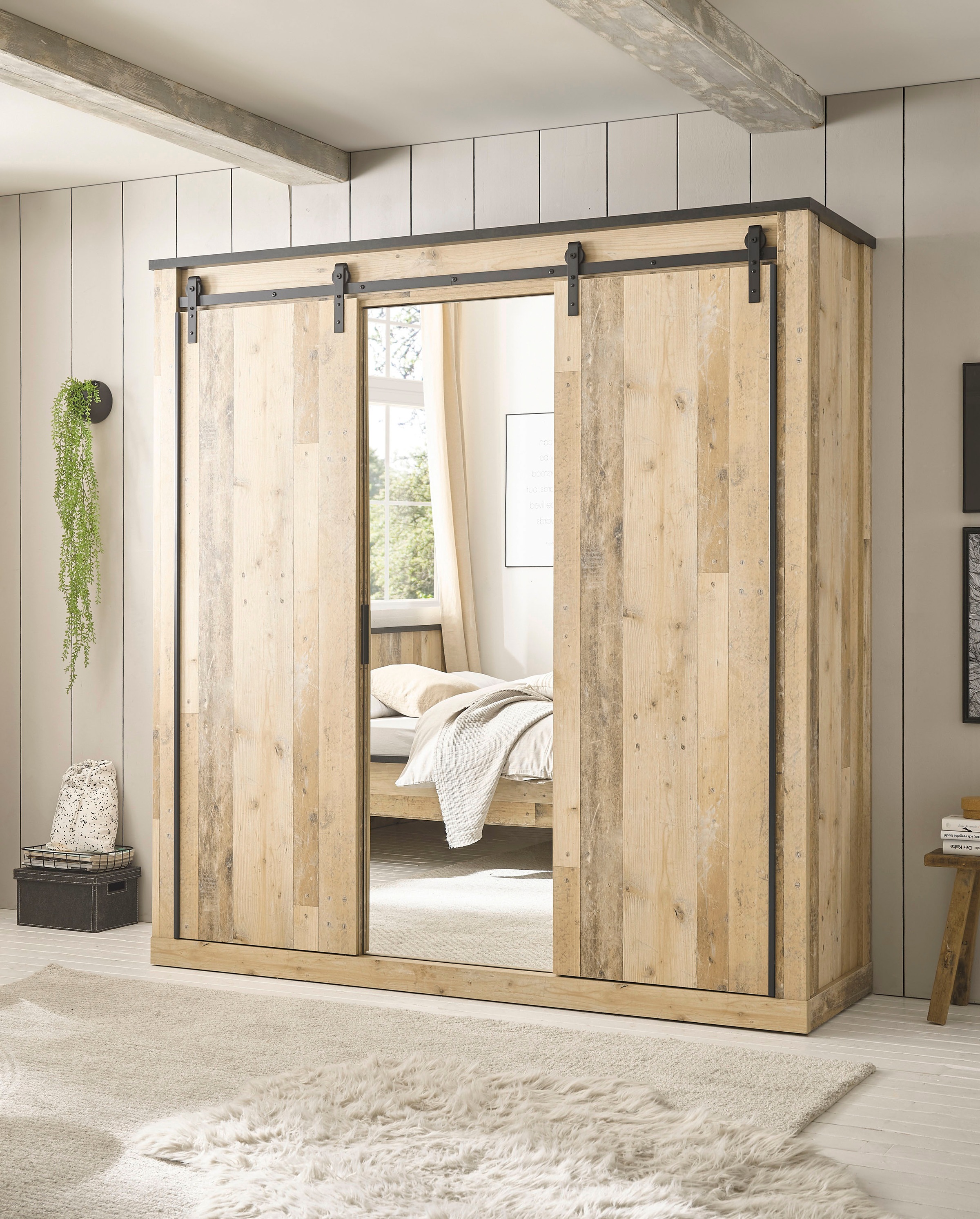 Home affaire Kleiderschrank "SHERWOOD Schlafzimmerschrank mit Spiegel Wäsch günstig online kaufen