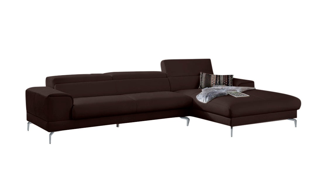W.SCHILLIG Ecksofa »piedroo, Designsofa mit tollem Sitzkomfort, bequem und elegant, L-Form«, Kopfteilverstellung, wahlweise mit Sitztiefenverstellung, Breite 343cm