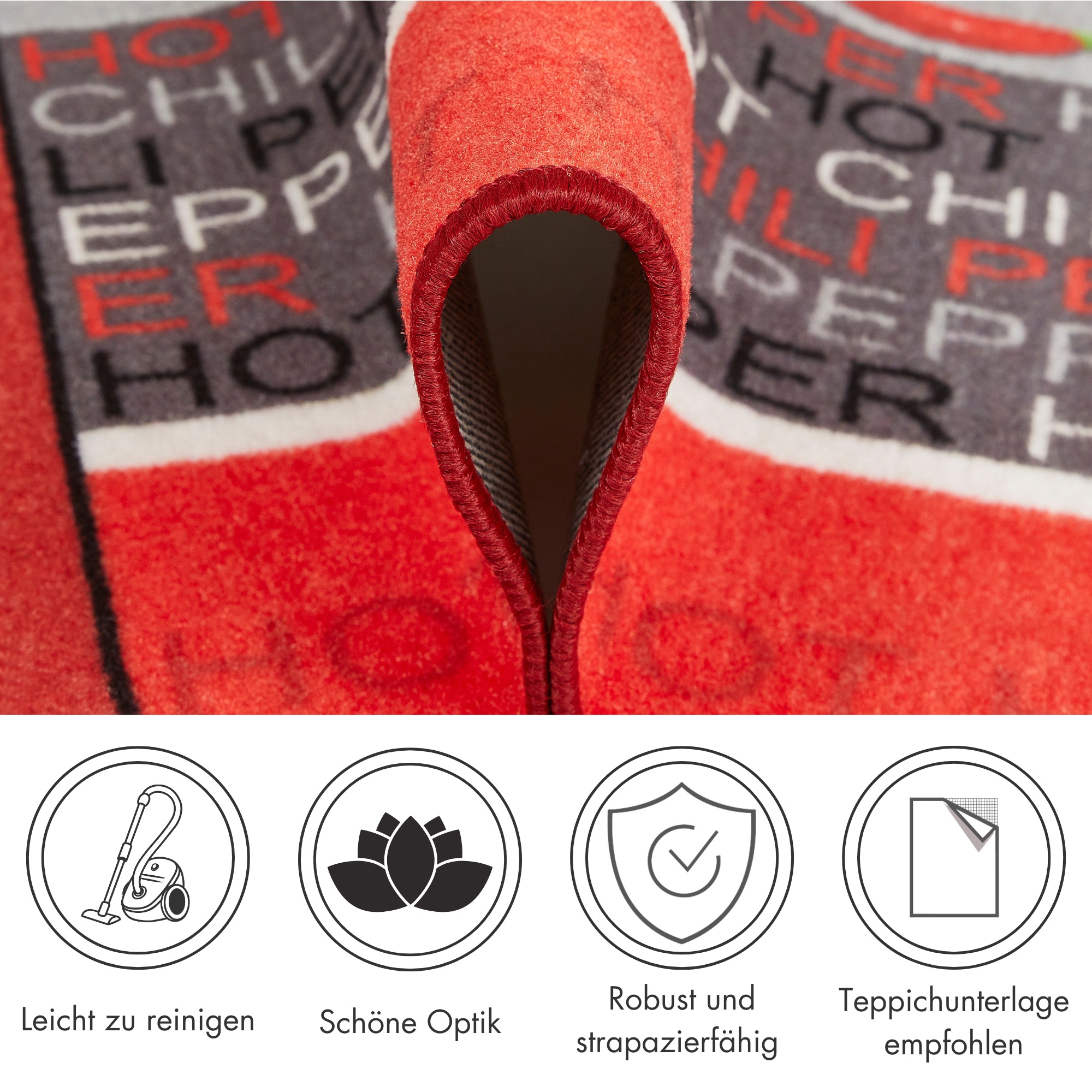 Andiamo Küchenläufer »Hot Pepper« rechteckig 5 mm Höhe Motiv Peperoni/Chili, Küche, waschbar, Kundenliebling