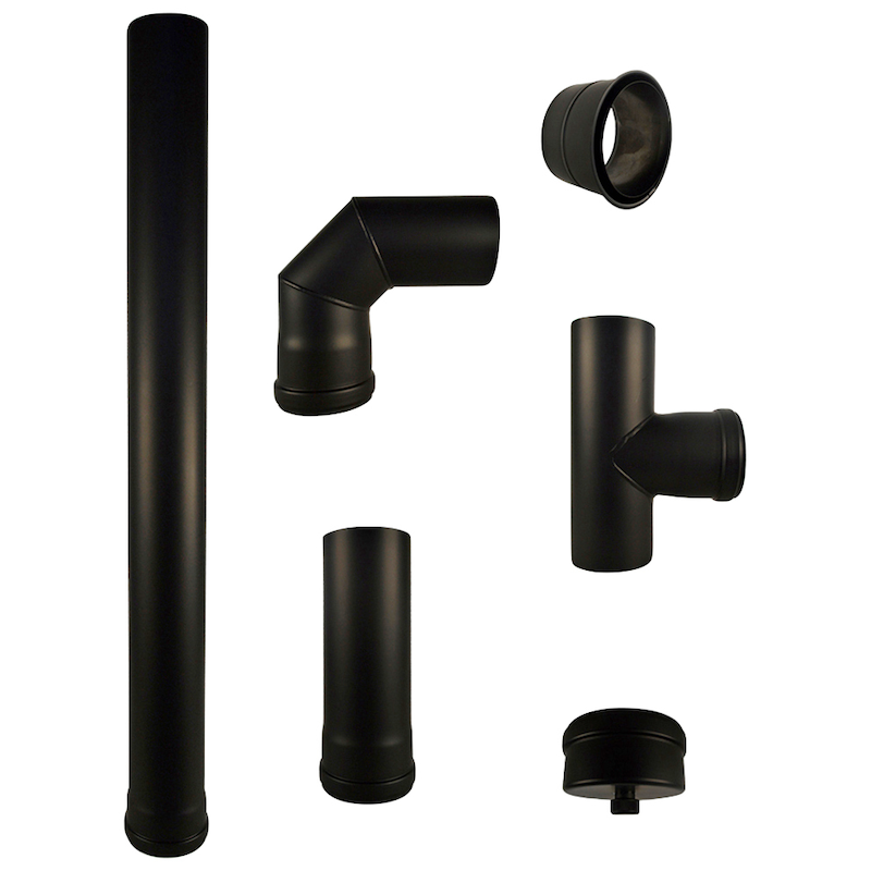 COLOR EMAJL Ofenrohr »Heathus Pellet-Rauchrohr-Set SW« Set, 6 Stk. tlg. für Pelletöfen, 100 cm, schwarz schwarz