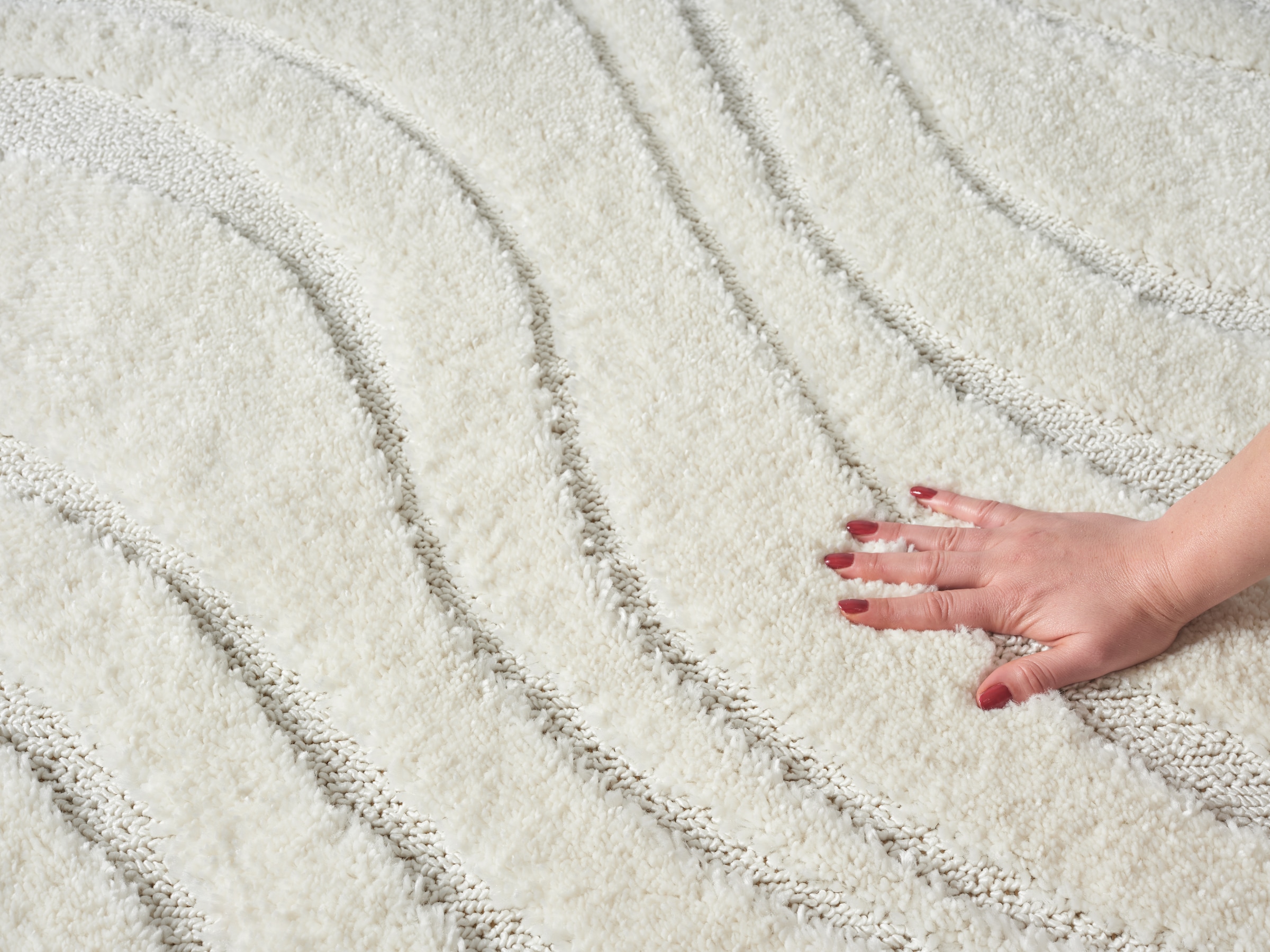 homsy by Ana Johnson Teppich »Waavy mit Fransen, Wellen Design« rechteckig 20 mm Höhe Boho, 3D Optik, Scandi, Hoch-Tief, Wohnzimmer, Schlafzimmer