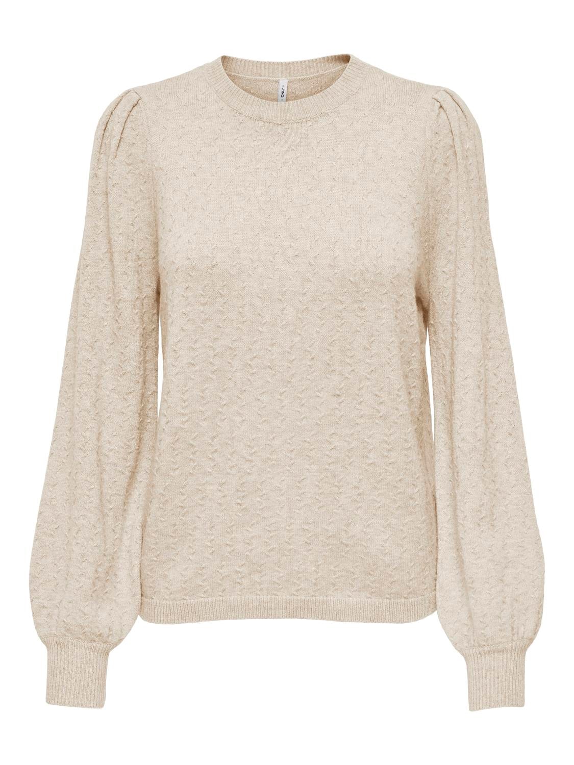 ONLY Rundhalspullover »ONLKATIA LS STRUCTURE PUFF O-NECK CC KNT«