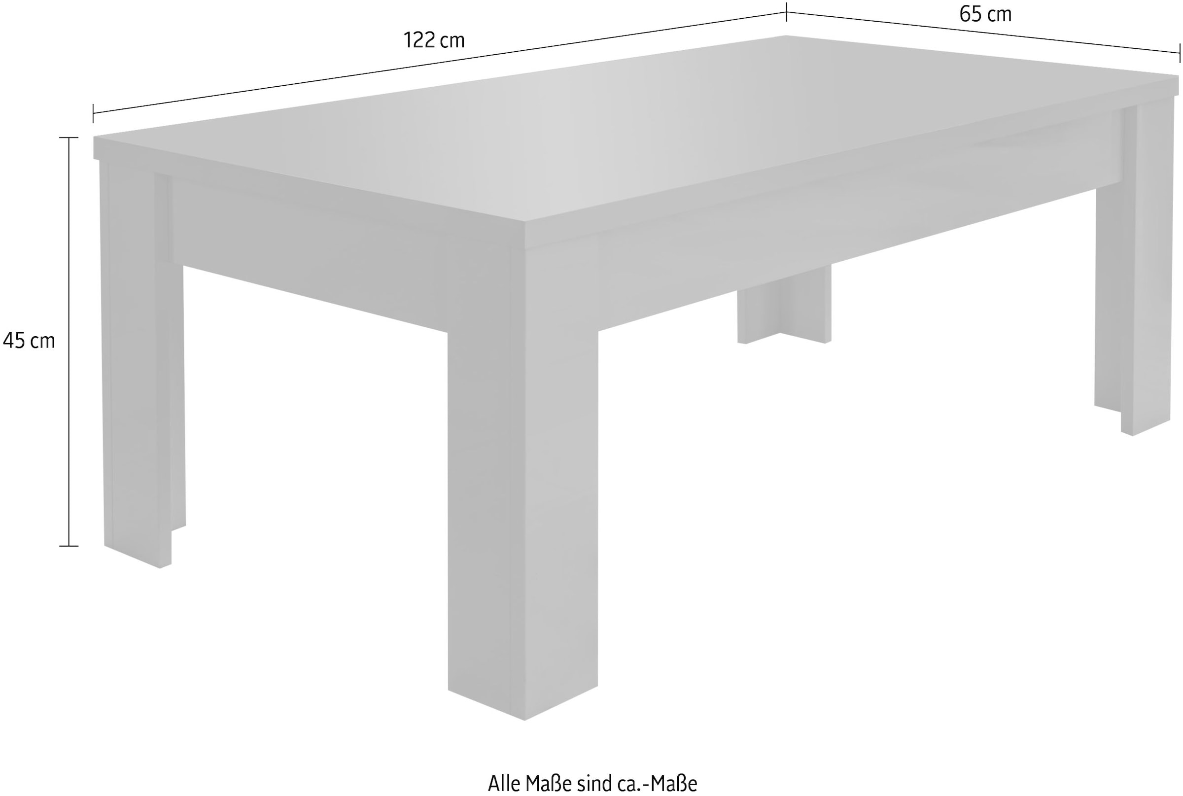 INOSIGN Couchtisch »Dama 122 x 65 cm, Wohnzimmertisch mit Winkelfuß«, Sofatisch, rechteckig, Tischplattenstärke 22 mm