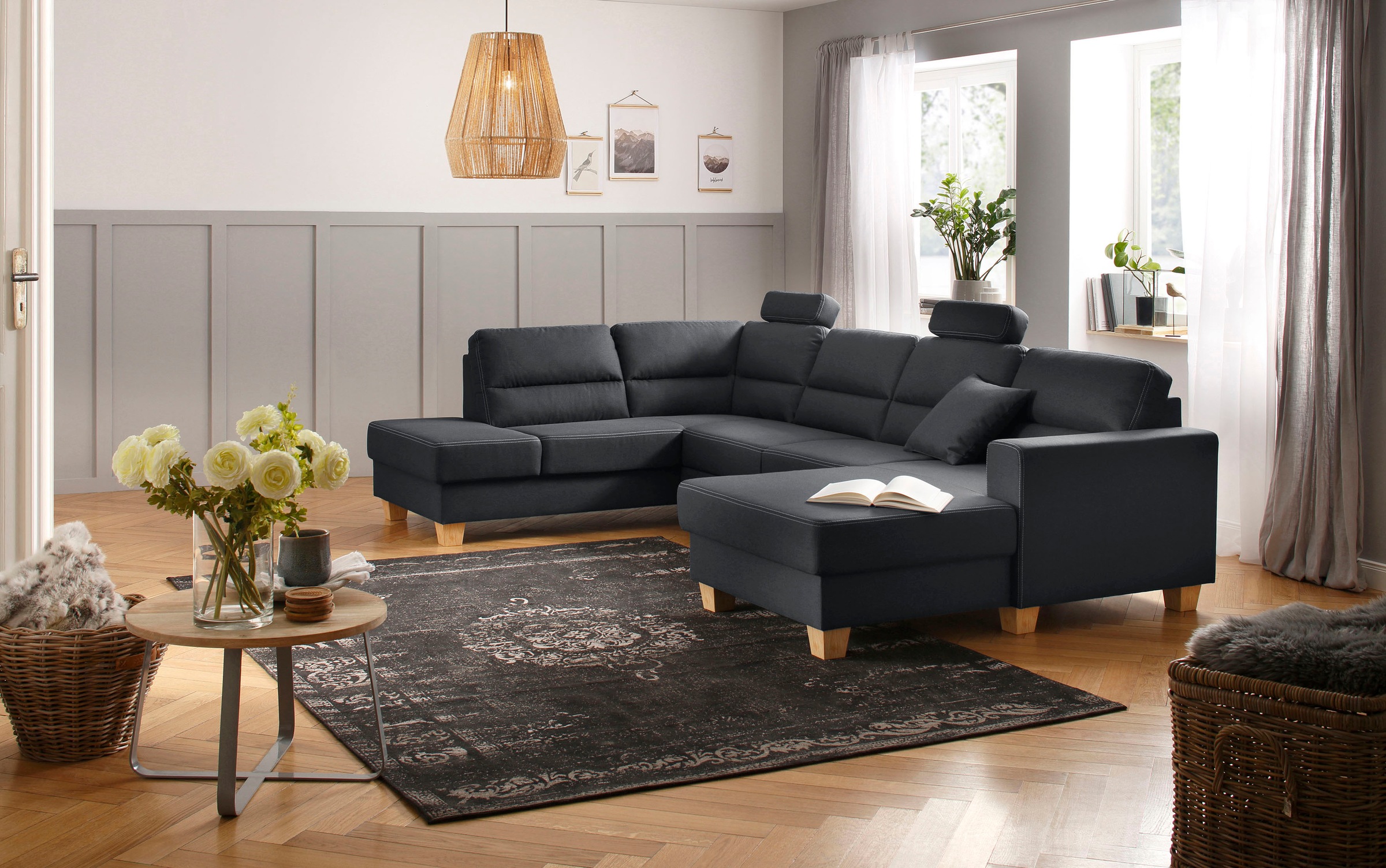 Home affaire Wohnlandschaft »Navan, komfortabel mit viel Platz, U-Form«, wa günstig online kaufen