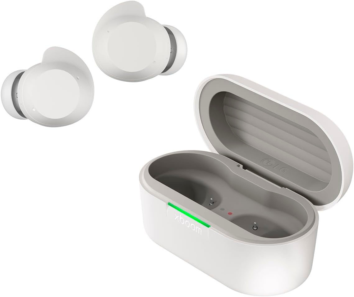 LG Bluetooth-Kopfhörer »xboom Buds Lite«, Bluetooth, Active Noise Cancelling (ANC)-Freisprechfunktion-LED Ladestandsanzeige-Multi-Point-Verbindung-Rauschunterdrückung-Sprachsteuerung-kompatibel mit Siri