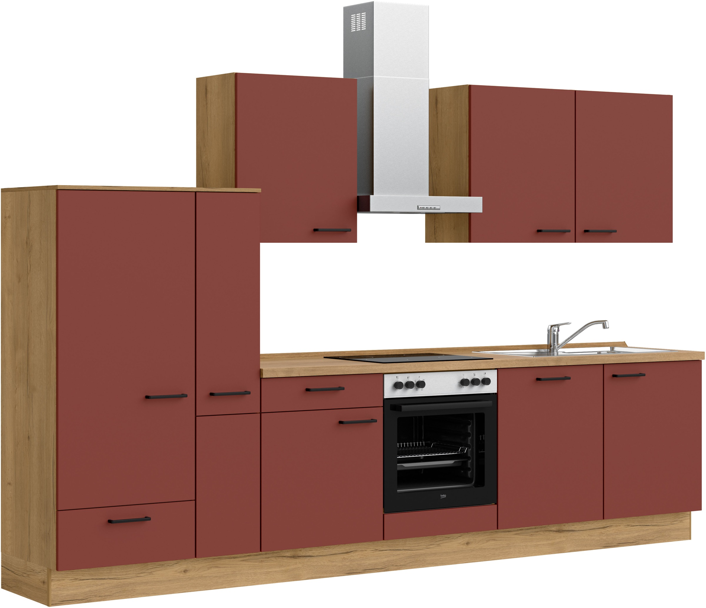 nobilia® Küchenzeile »"Easytouch I"«, vormontiert, Ausrichtung wählbar, Breite 330 cm, wahlw. mit E-Geräten