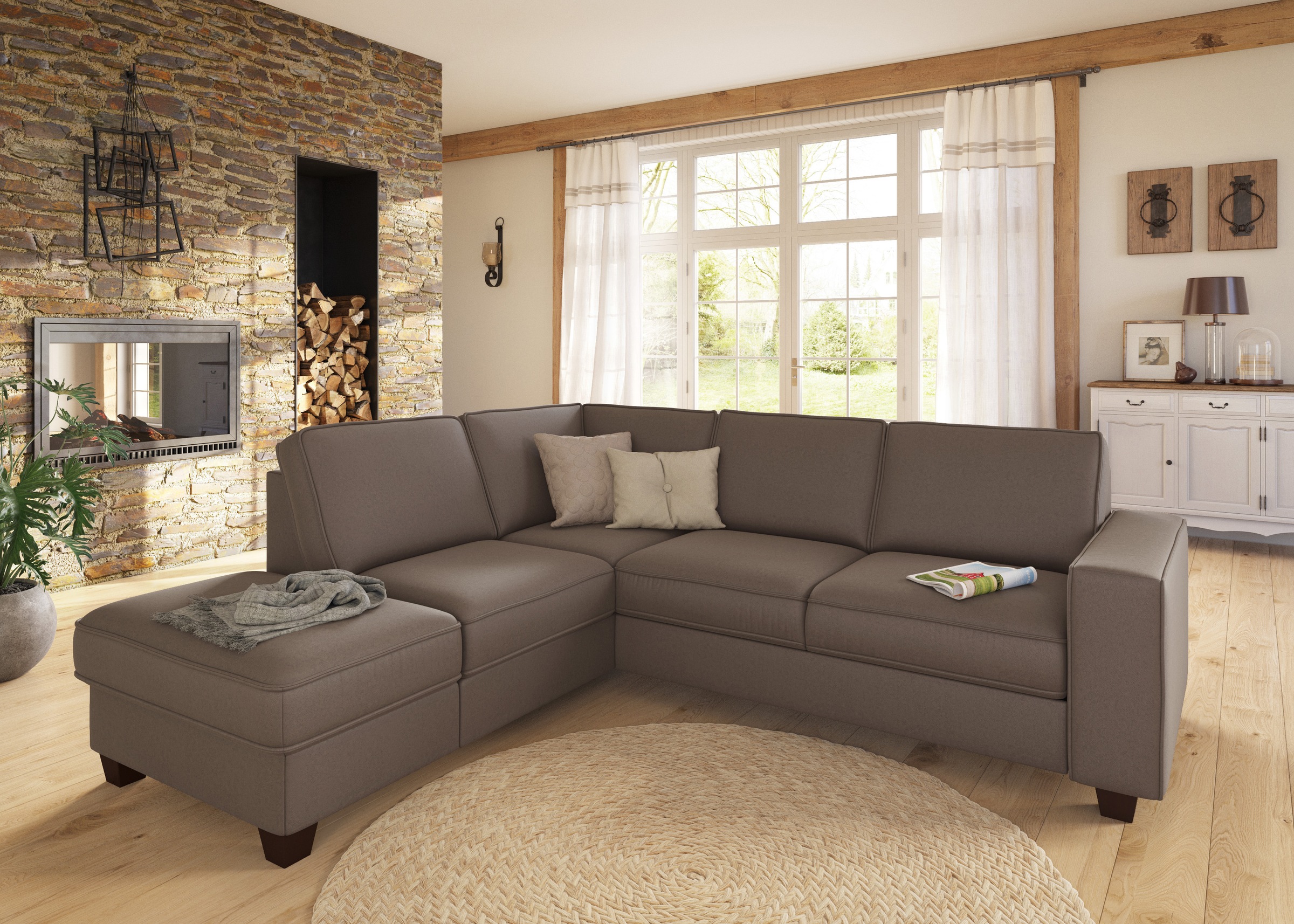 Home affaire Ecksofa »County L-Form« wahlweise Ottomane links oder rechts, günstig online kaufen