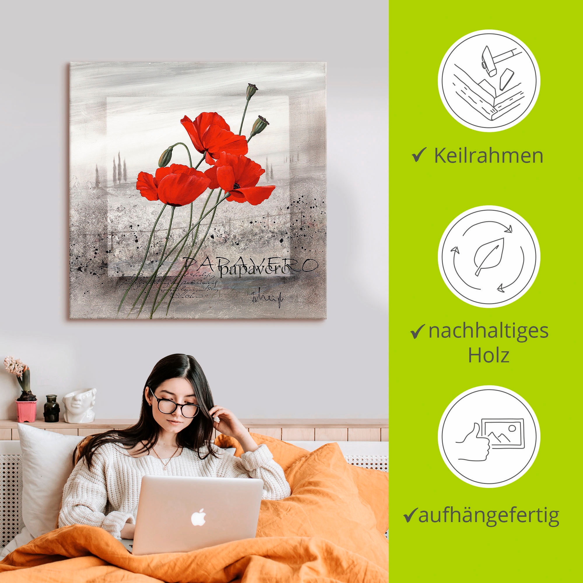 Artland Wandbild »Mohnblumen«, Blumen, (1 St.), als Leinwandbild, Poster, Wandaufkleber in verschied. Größen