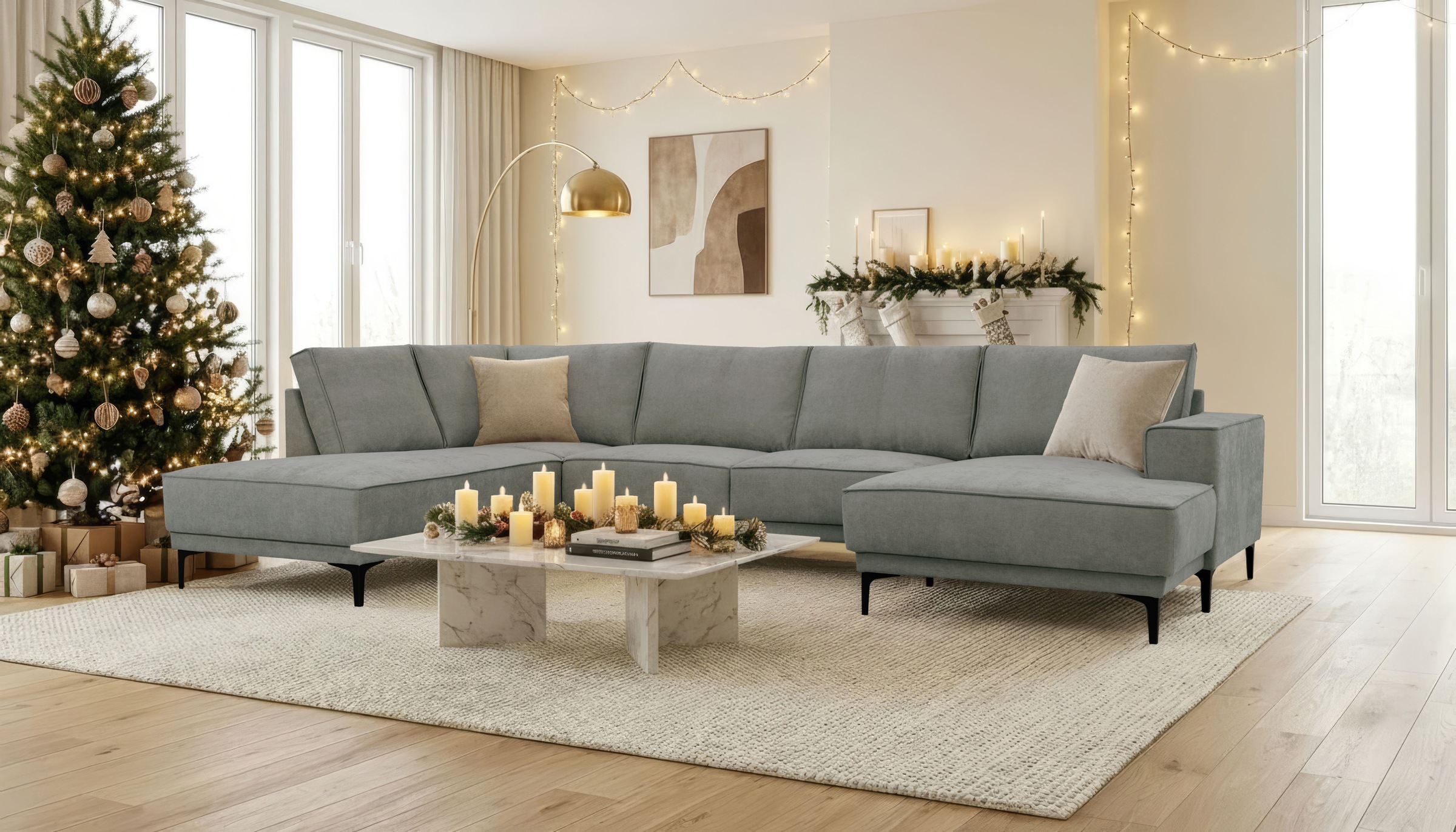 OTTO home Wohnlandschaft »XXL Sofa Oland, Struktur, Flachgewebe, Luxus-Micr günstig online kaufen