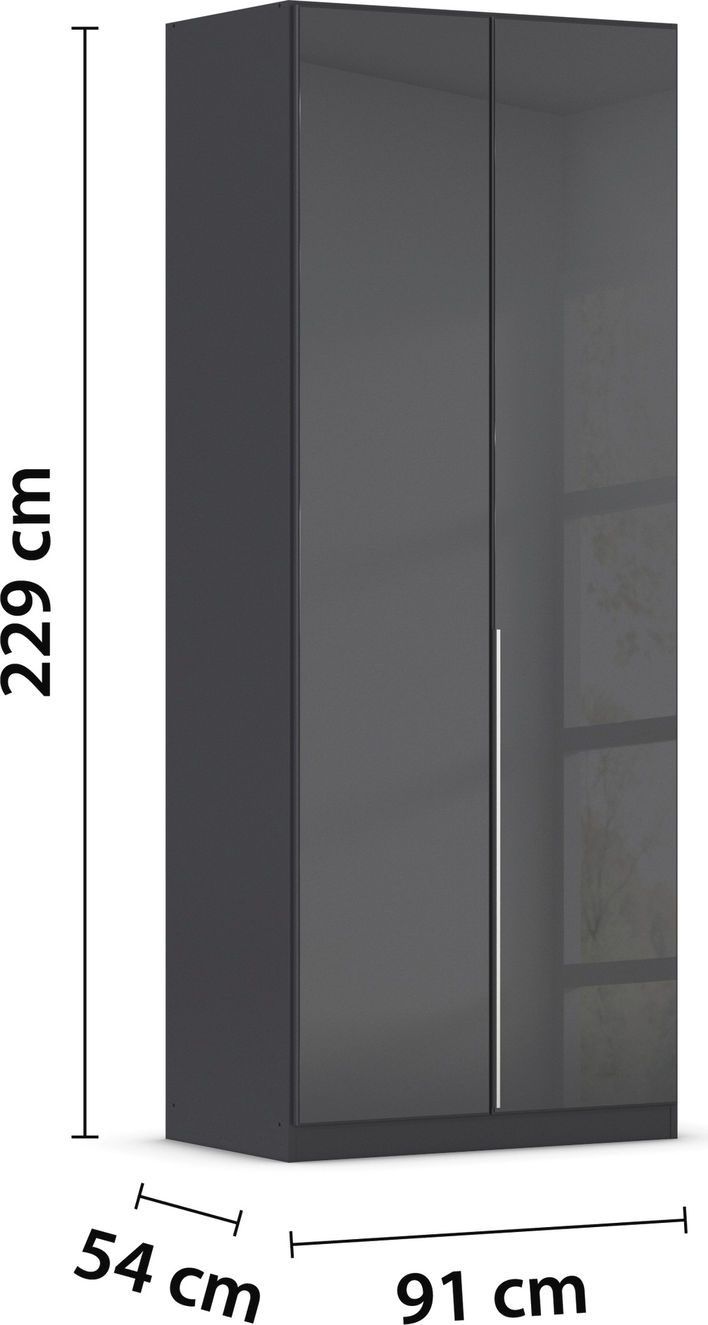 rauch Drehtürenschrank »Kleiderschrank Kleiderschränke Schrank Garderobe AGORDO mit Glasfront«, (in zwei Griff-Farben, Breiten 91-360 cm), durchdachte Innenausstattung, in 7 Breiten und 2 Höhen MADE IN GERMANY