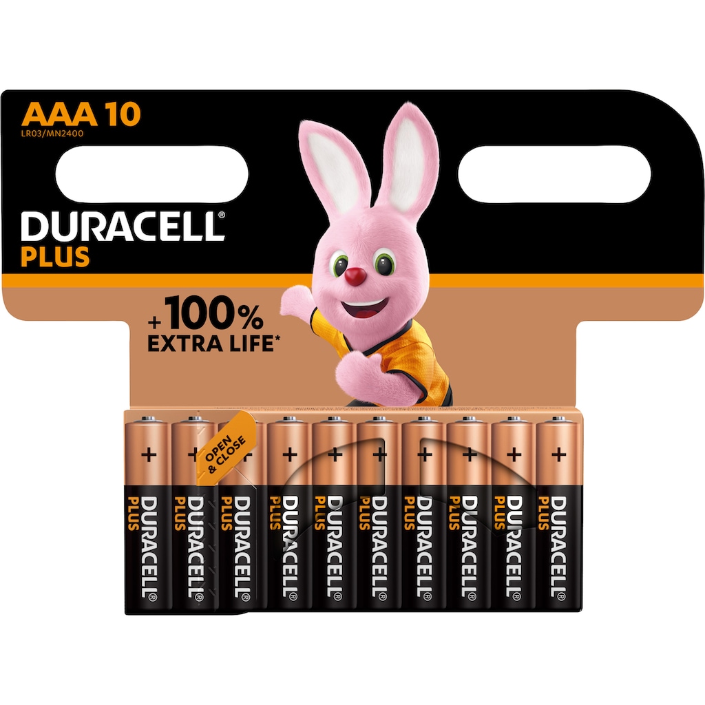 Duracell Batterie »Plus Micro/AAA/LR03«, LR03, 1,5 V, (10 St., Alkaline Batterie, 10 Stück)