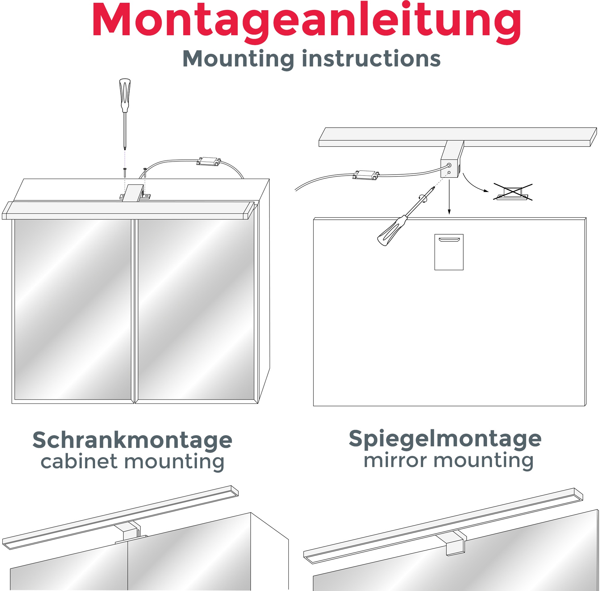 B.K.Licht Spiegelleuchte »Carina«, 1 flammig, Leuchtmittel LED-Board | LED fest integriert, LED, Badezimmer, Beleuchtung, Spiegel-Leuchte, IP44, Schminklicht