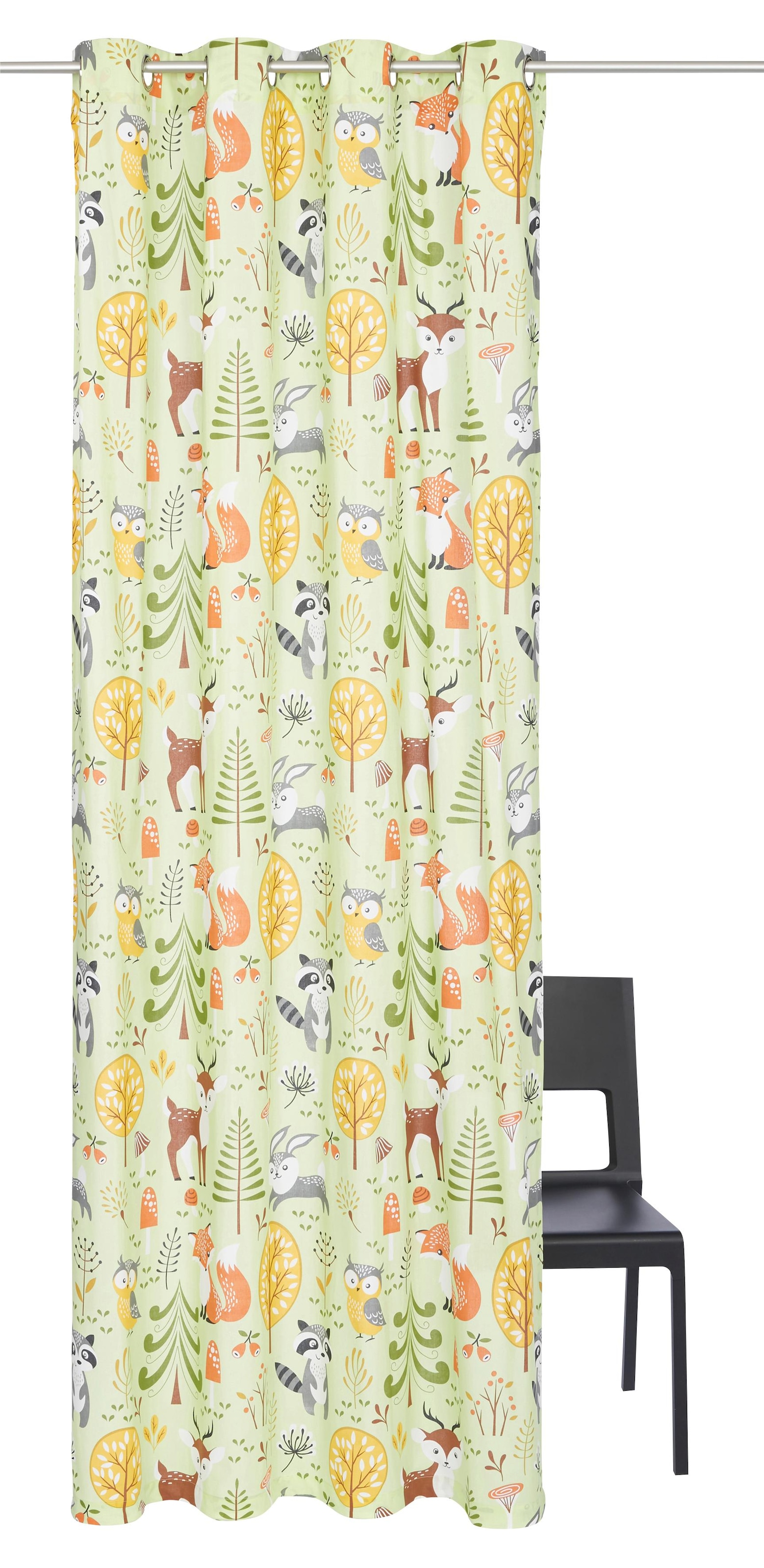 my home Gardine »Waldtiere« Ösen 1 Stk. tlg. Kindergardine, halbtransparent günstig online kaufen